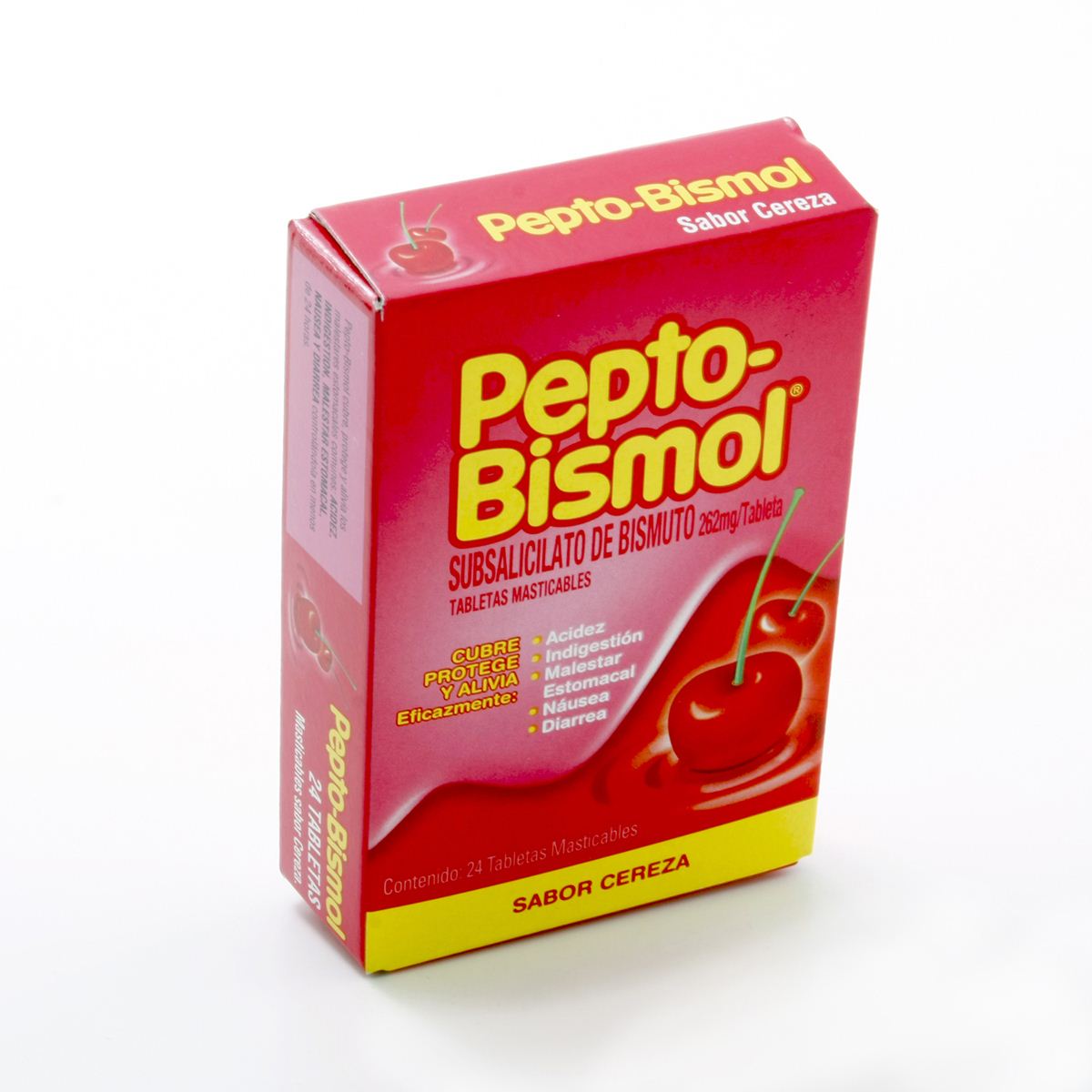 Pepto Bismol 24 Tabletas Masticables Sabor Cereza