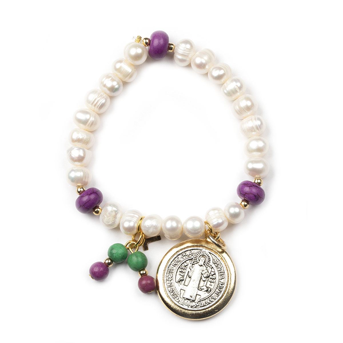 PULSERA PERLA DE RÍO CON MEDALLA SB BICEL