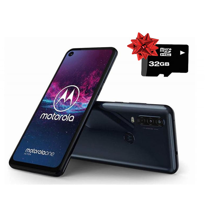 Celular Motorola One Action 128GB Azul MicroSD 32GB