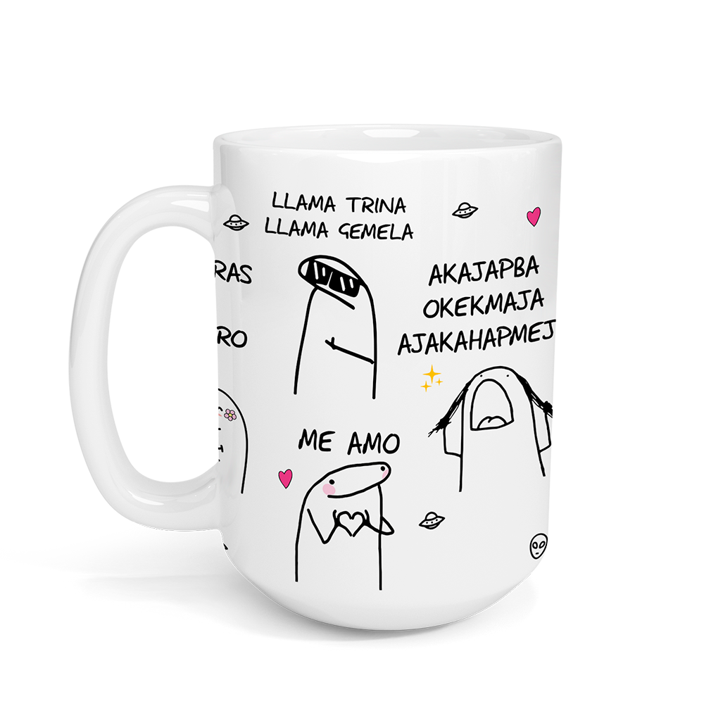 Taza Grande Flork Ovni Lenguaje Alienígena Me Amo Te Amo