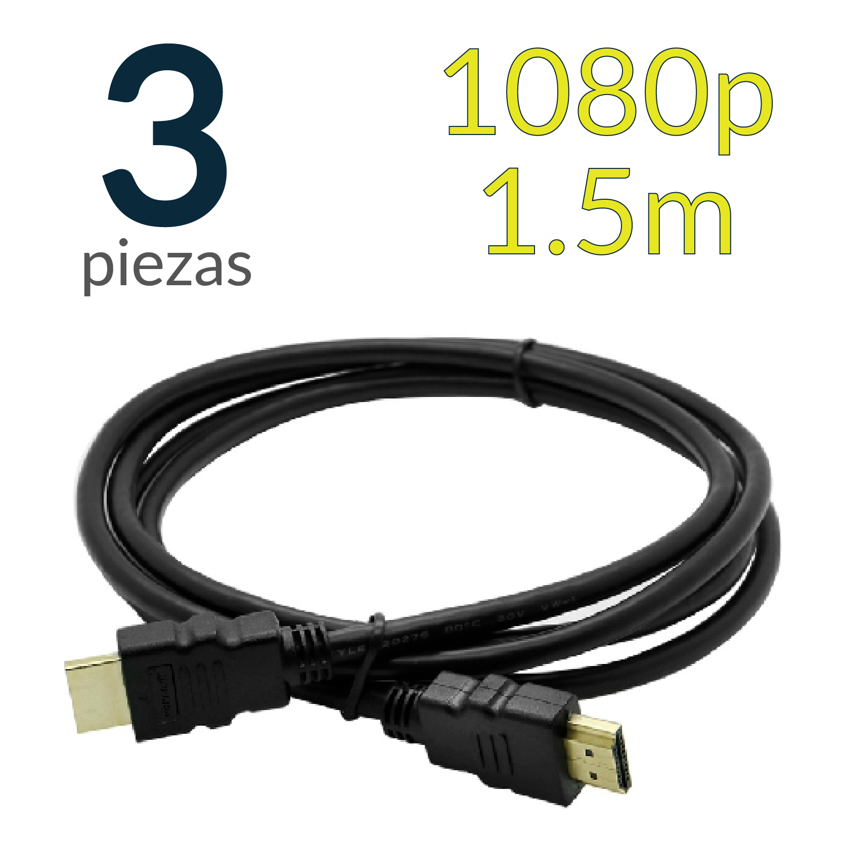 Paquete De 3 Cables HDMI Full HD 1080p De 1 5 Metros