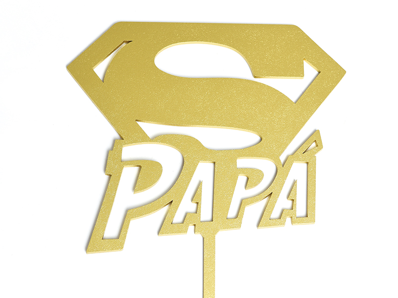 Letrero Pastel Cake Topper Super Pap Gold Bdlg