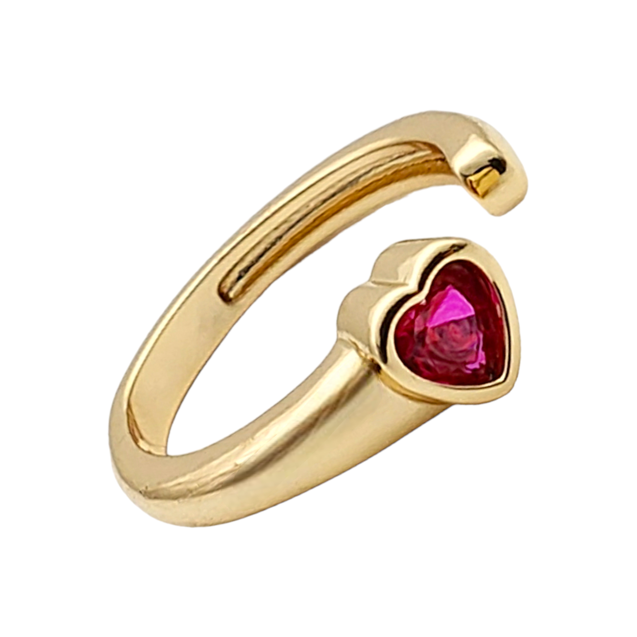 Anillo Ajustable Chapa De Oro K Con Zirc Nia Coraz N Fucsia