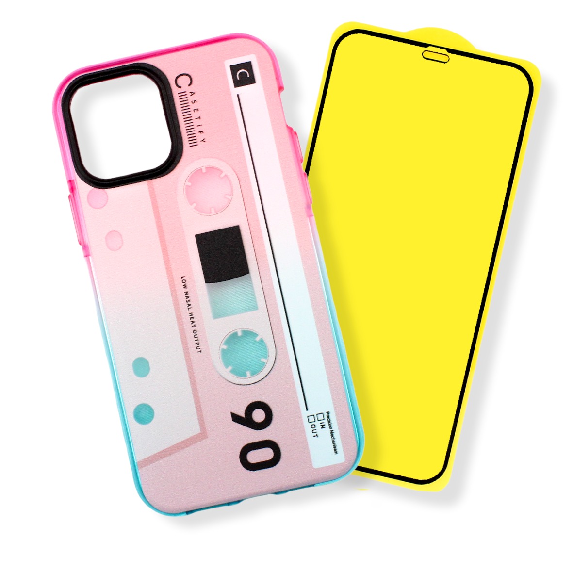 Kit Funda Mica D Para Iphone Pro Max Dise O Cassette Casete Rosa Azul