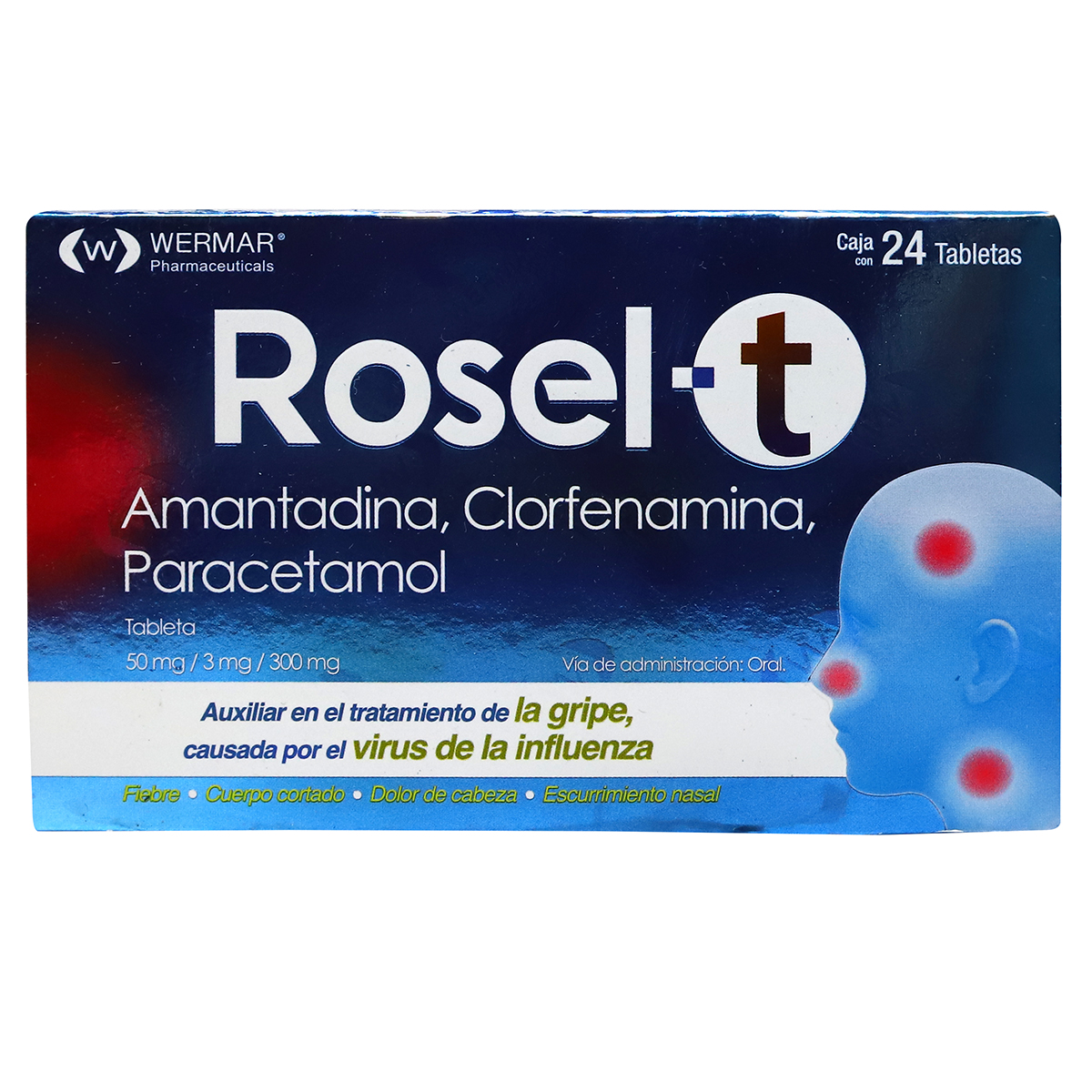 Rosel T Amantadina Clorfenamina Paracetamol Caja Con Tabletas