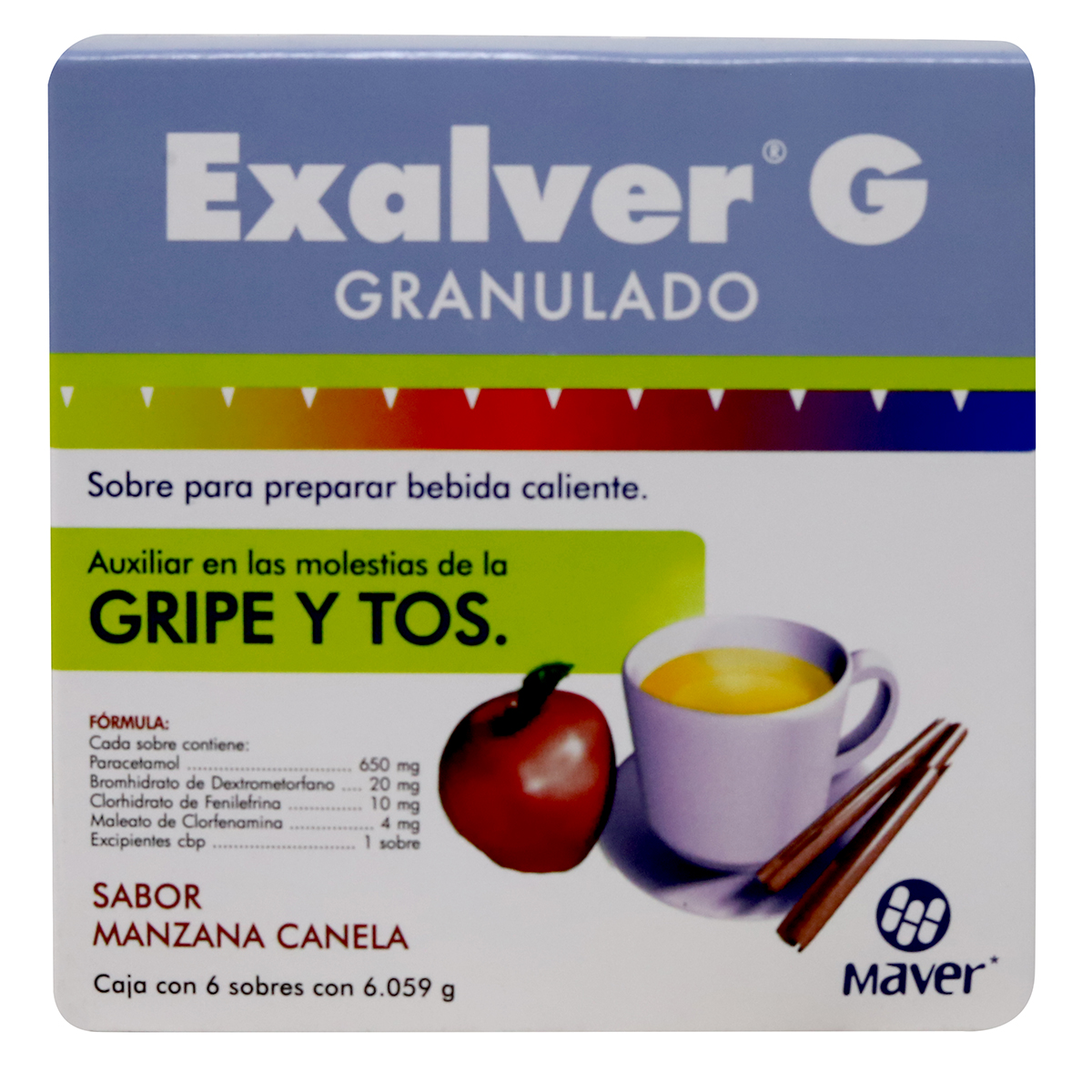 Exalver G Granulado Sabor Manzana Canela Caja Con Sobres Con G