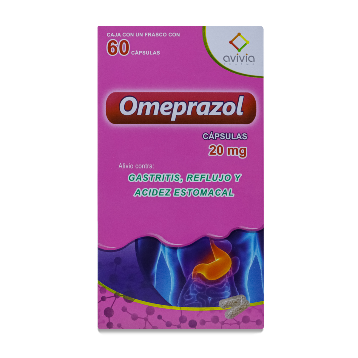 Omeprazol Frasco Con Capsulas De Mg Avivia