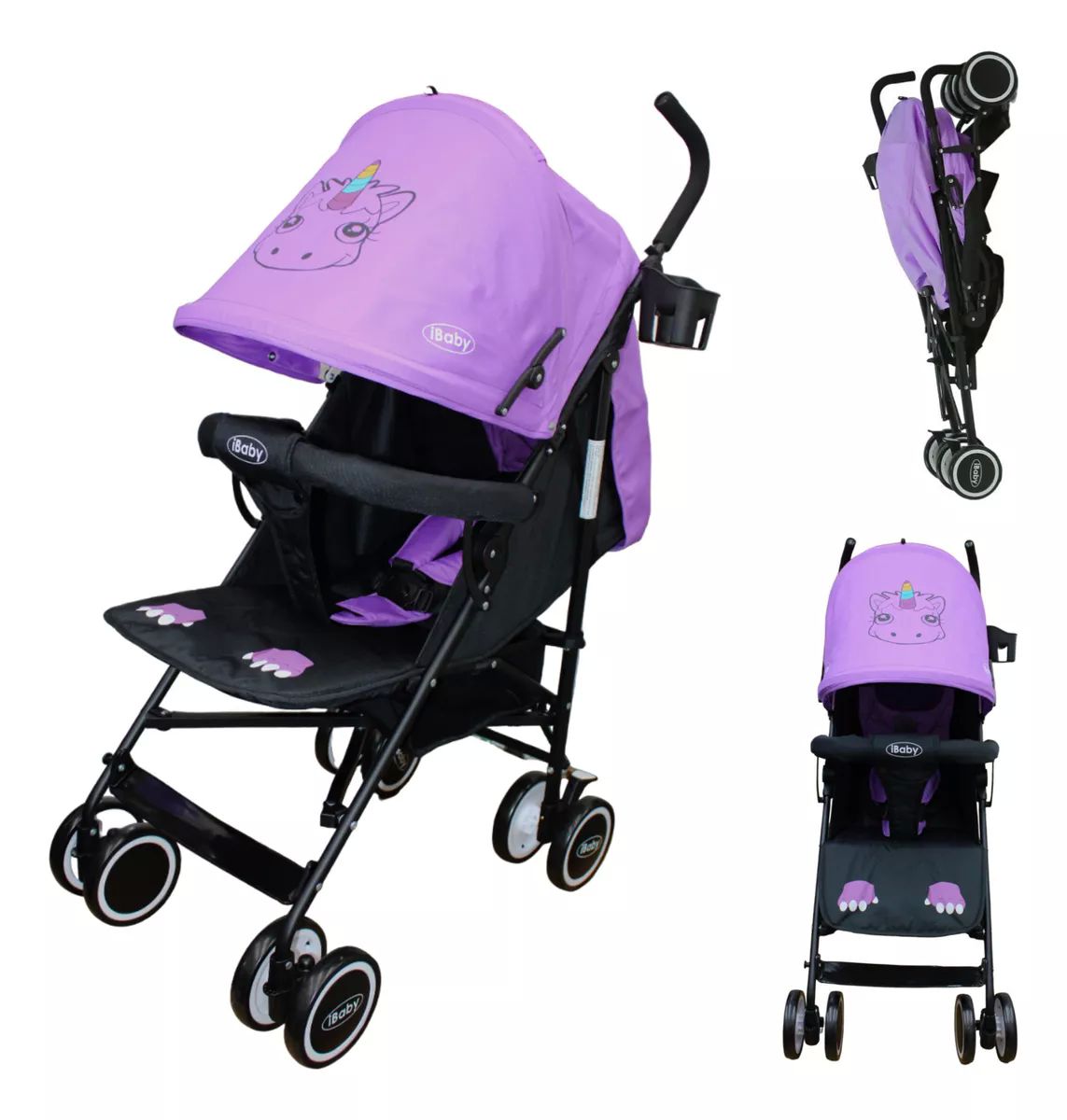 Carriola De Bast N Plegable Para Beb Ale Ibaby Unicornio Lila