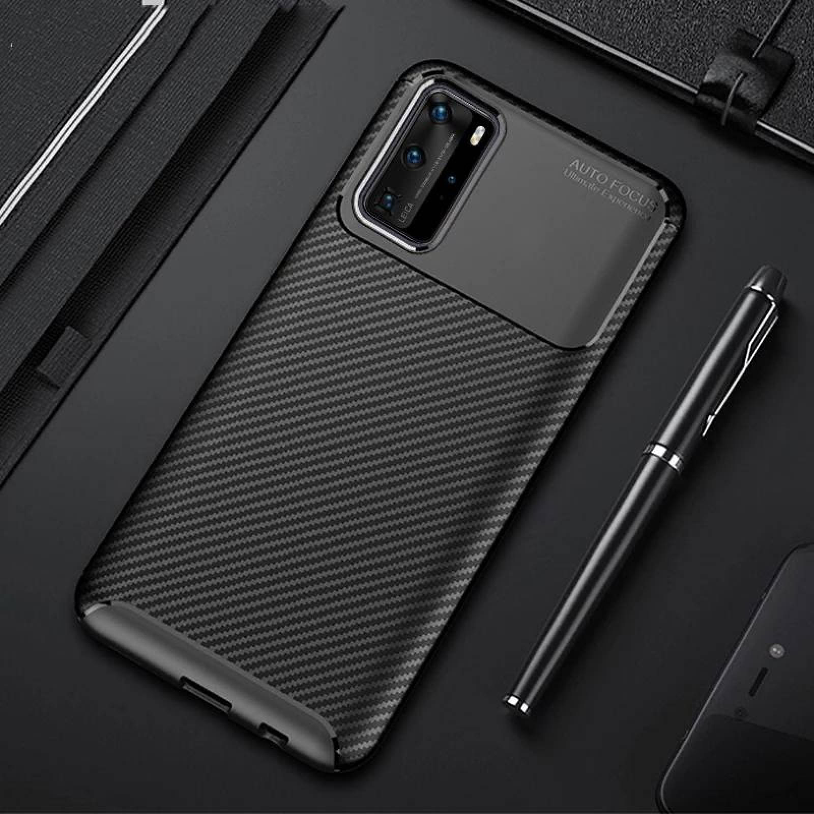 Funda Tipo Fibra De Carbono Para Huawei P40 Pro