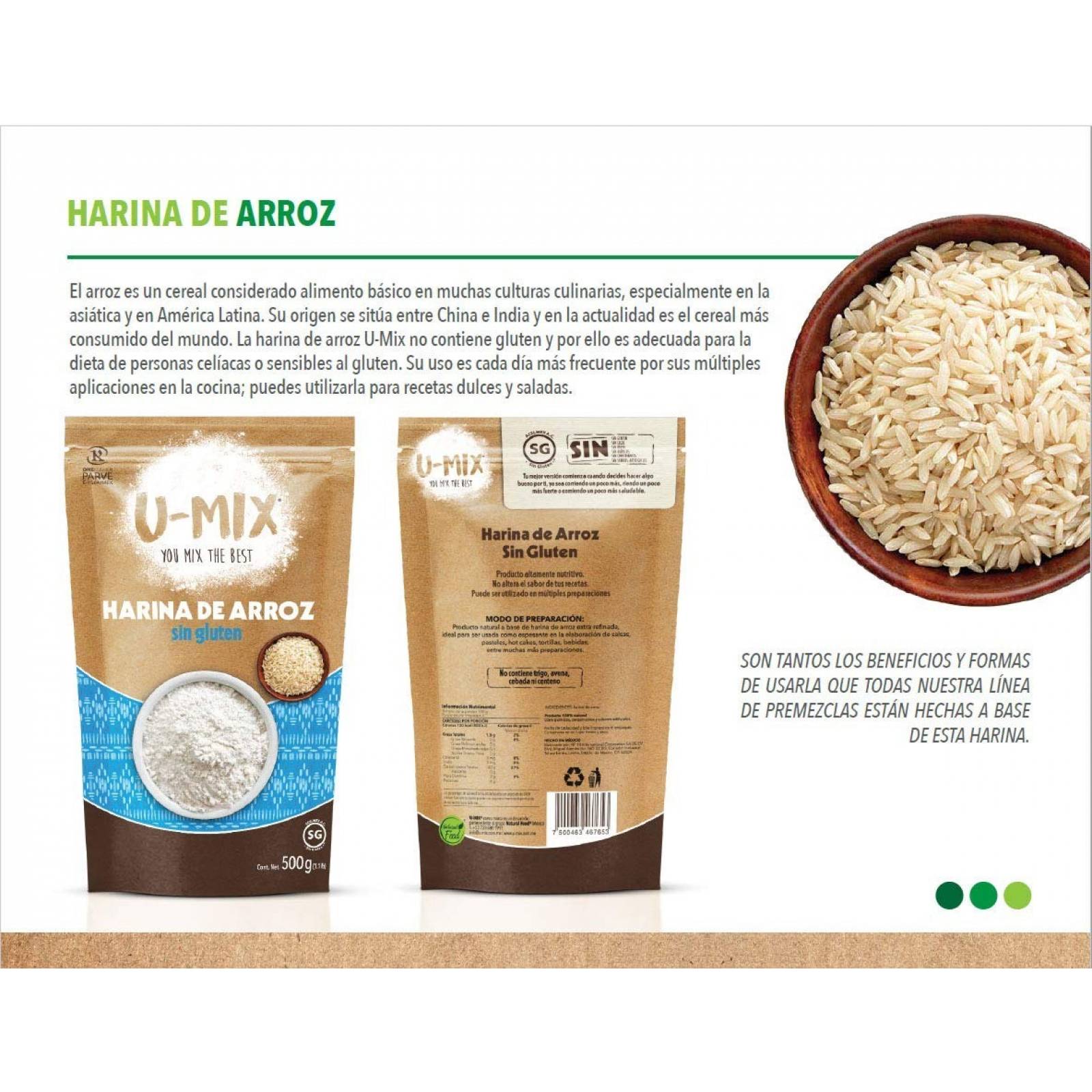 Harina De Arroz Sin Gluten U Mix Kosher 12x500g 6kg