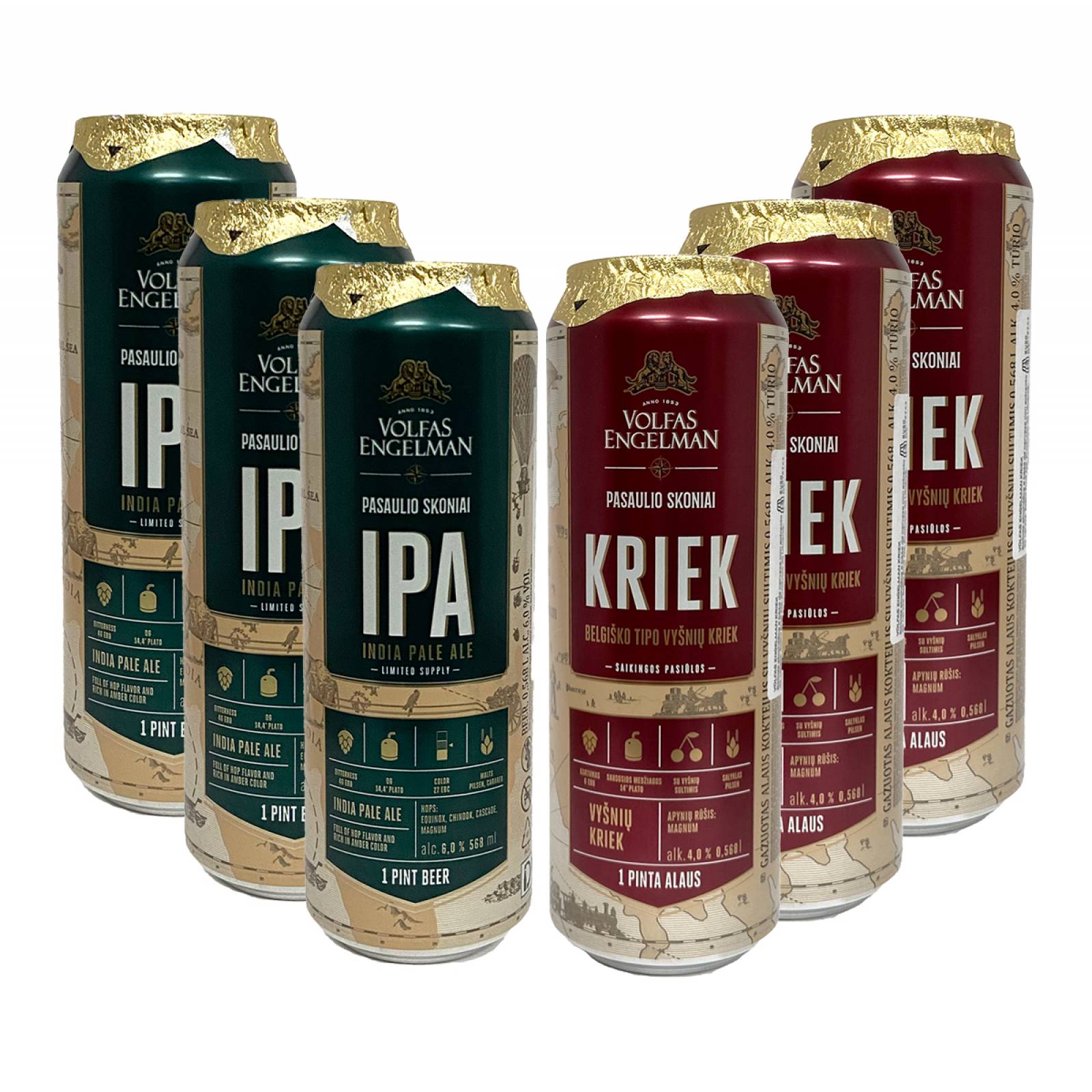 Six Pack Cerveza Volfas Engelman Ipa Kriek Mix Ml