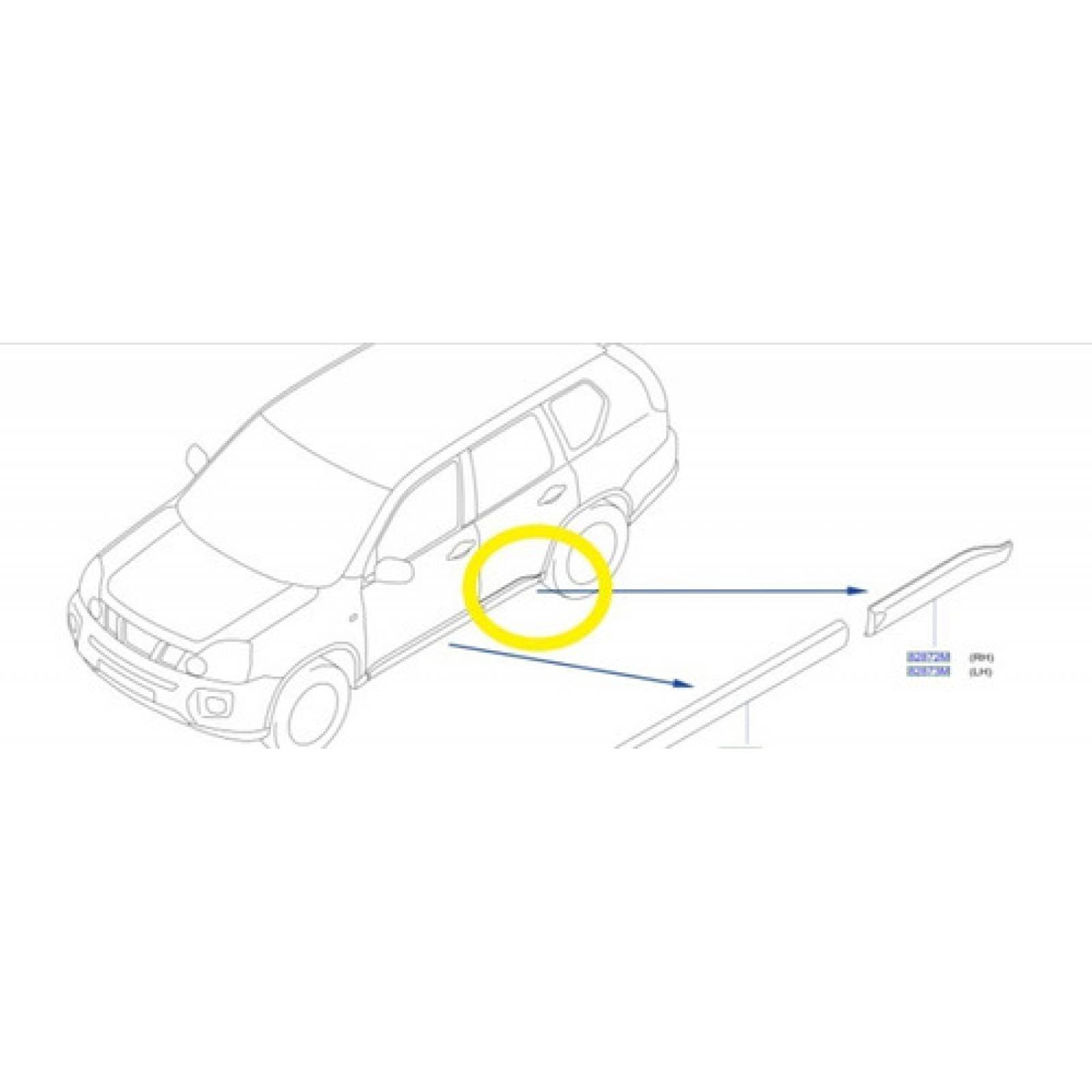 Moldura Puerta Trasera Derecha Nissan Original Xtrail 07 14