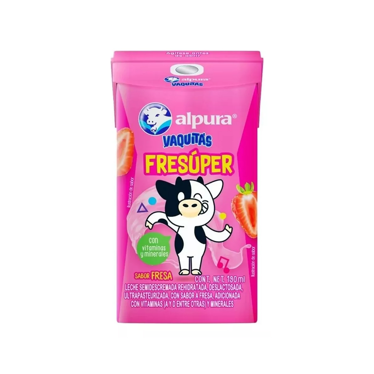 Leche Alpura Vaquitas Lechitas Sabor Fresa 12 Pzs De 190 Ml