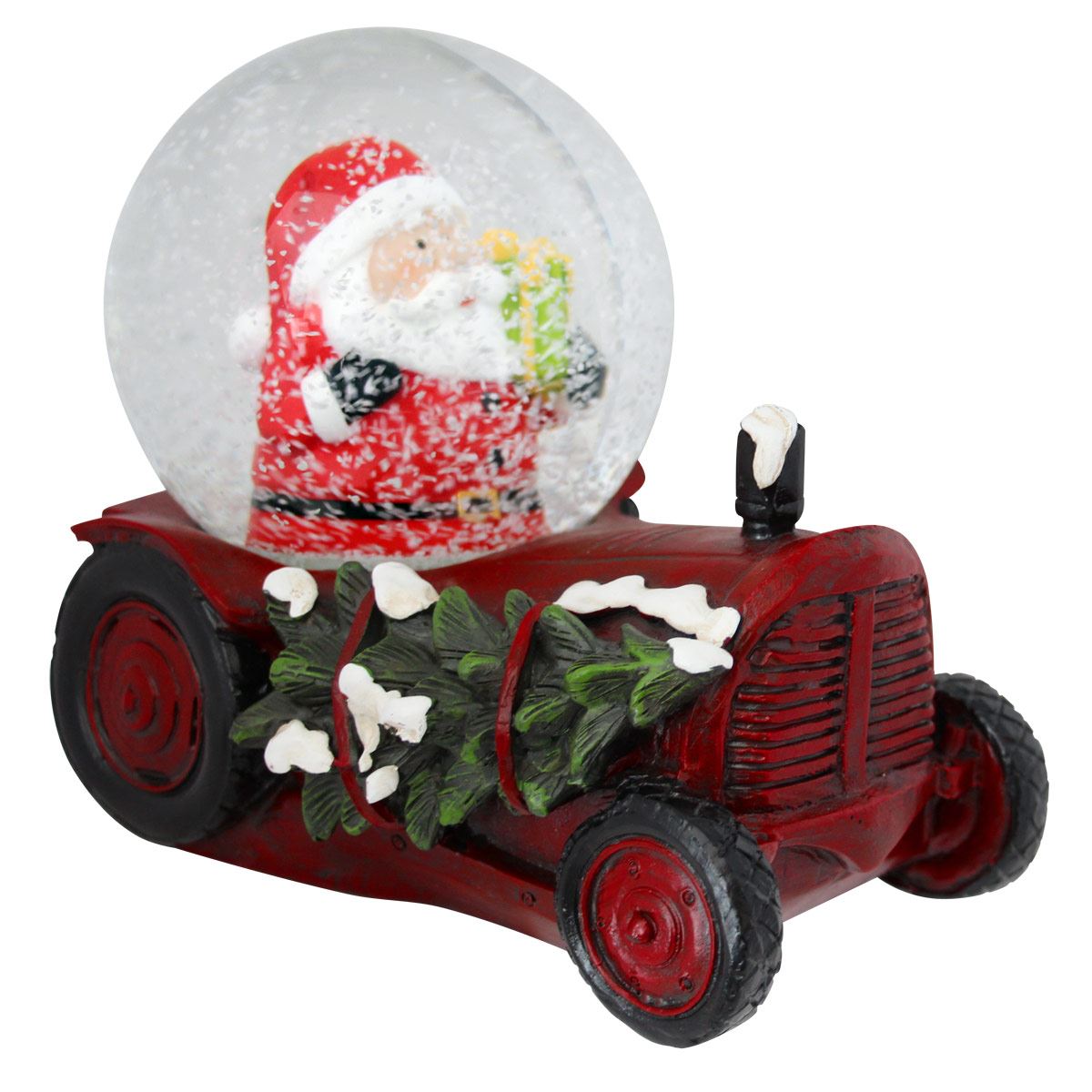 Carrito Musical Con Esfera De Nieve Y Santa Claus