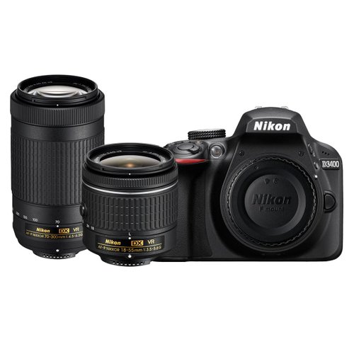 Cámara Nikon D3400 Doble Lente AF-P 18-55MM NVR + AF-P 70-300MM  VR