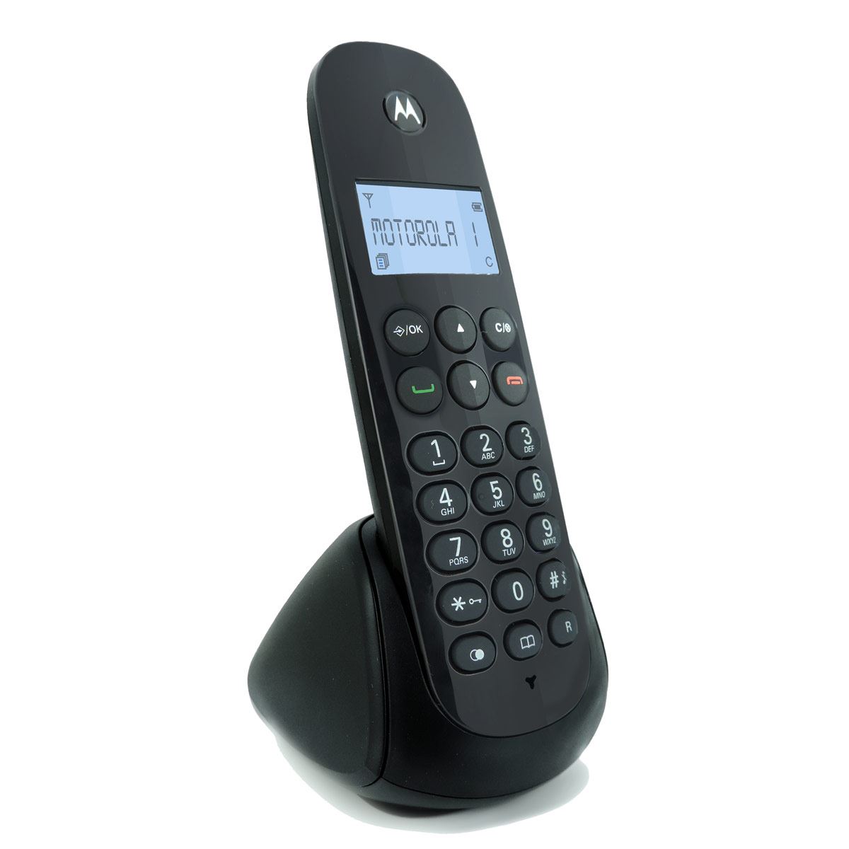 Teléfono inalámbrico con pantalla retroiluminada y manos libres color negro  Motorola