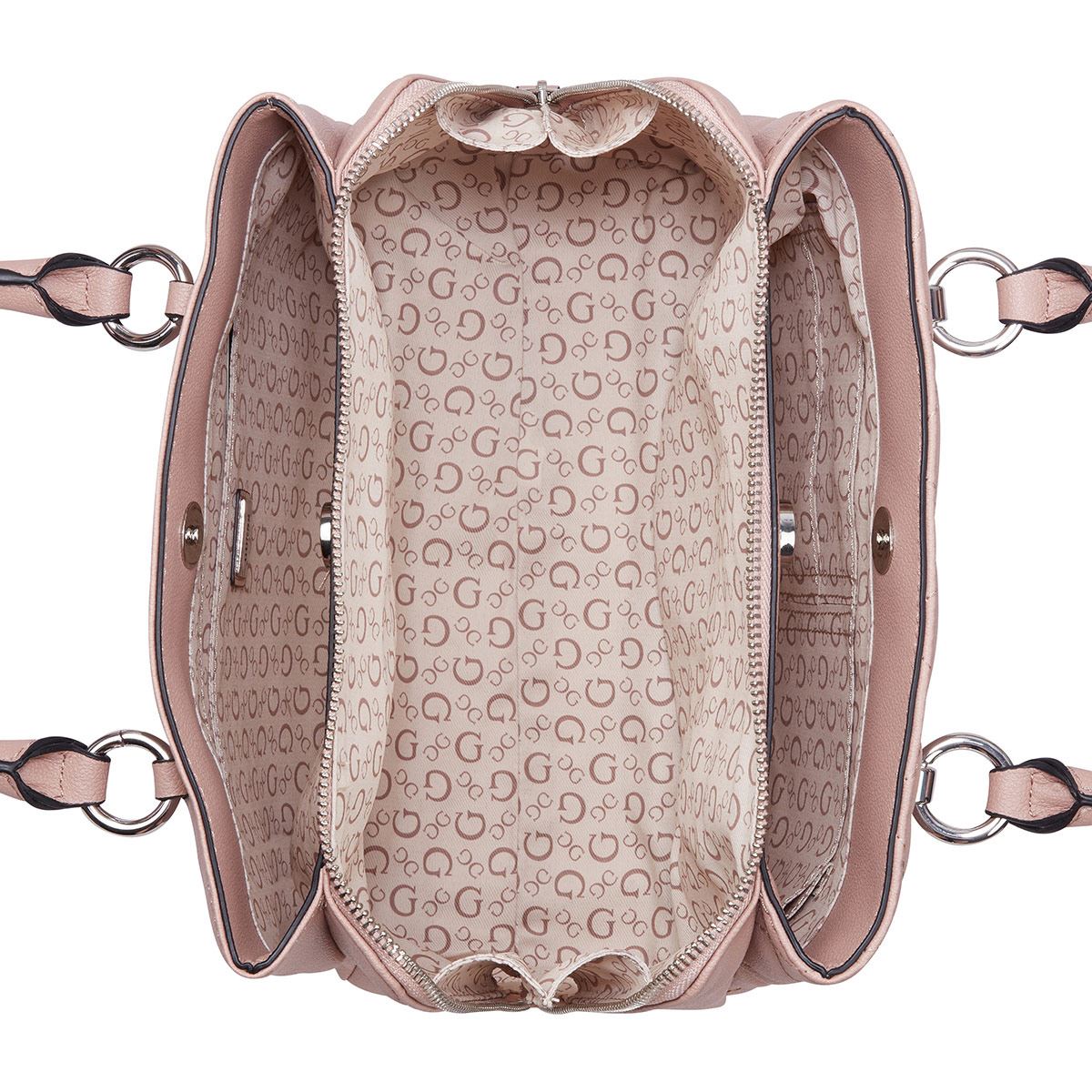 Bolsa Guess Factory Estilo Satchel En Color Rosa Viejo Modelo Vy871106-Pwd