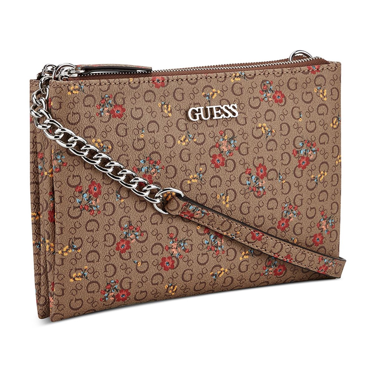 Bolsa Guess Factory Estilo Crossbody En Color Café Multi Modelo Bb872976-Mcm