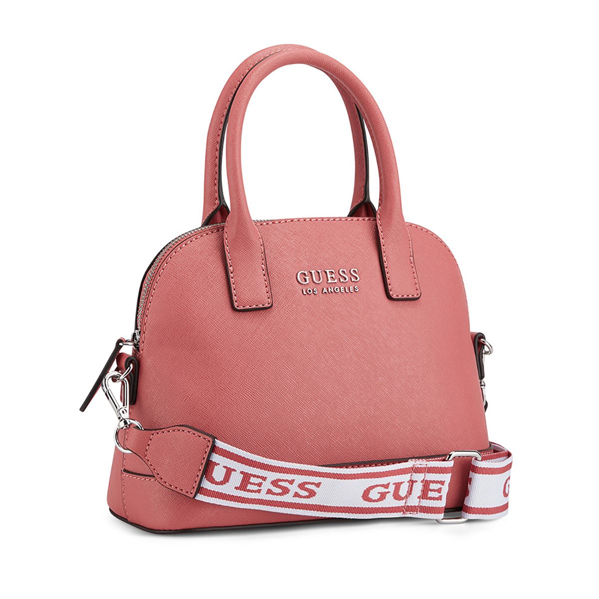 Bolsa Guess Factory Estilo Small Satchel En Color Rojo Claro Modelo Sf885905-Wat