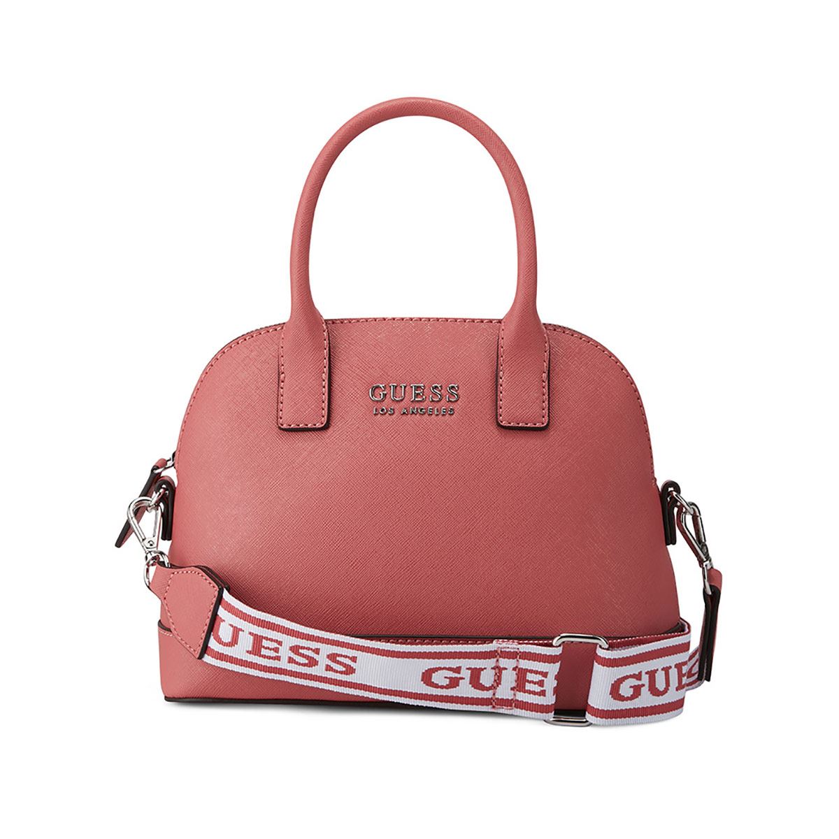 Bolsa Guess Factory Estilo Small Satchel En Color Rojo Claro Modelo Sf885905-Wat