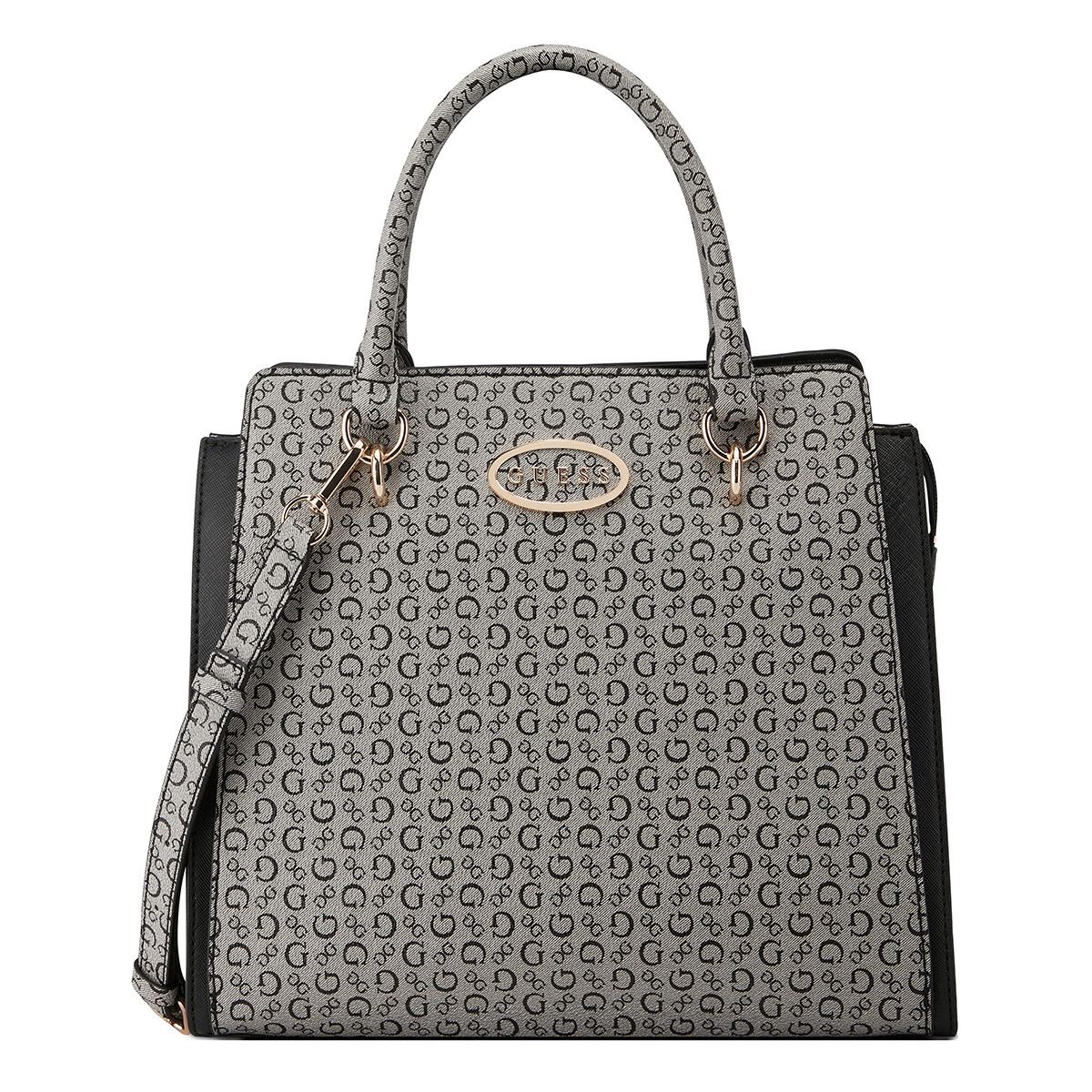 Bolsa Guess Factory Estilo Satchel En Color Negro Modelo Vg885606-Bla