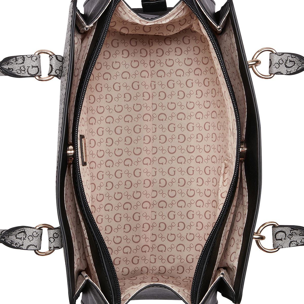 Bolsa Guess Factory Estilo Satchel En Color Negro Modelo Vg885606-Bla