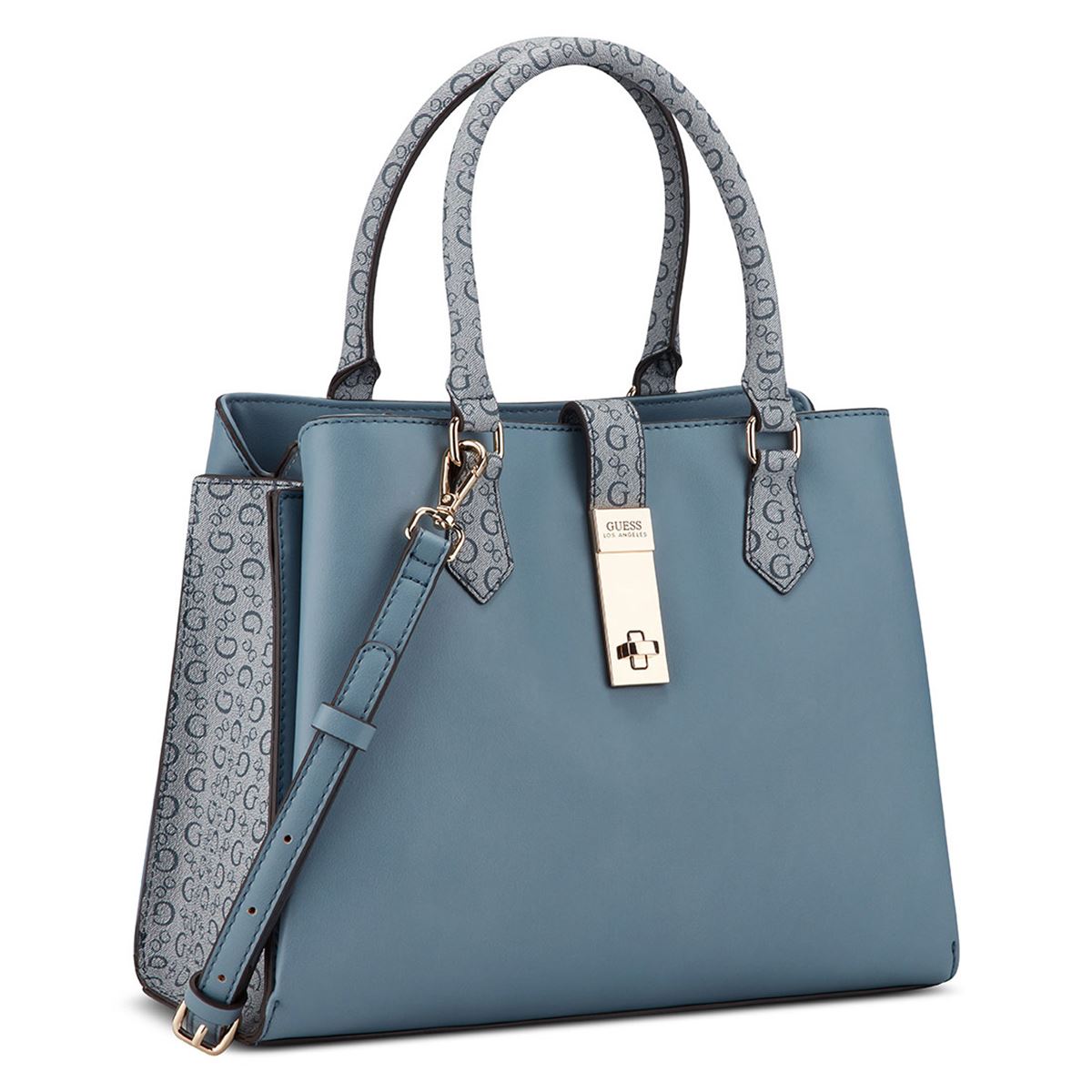 Bolsa Guess Factory Estilo Satchel En Color Azul Modelo Vy884005-Den