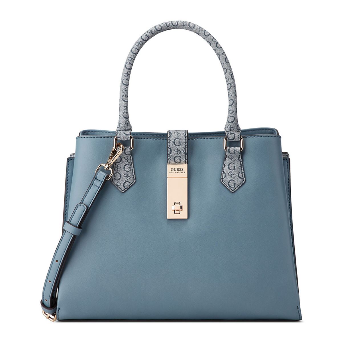 Bolsa Guess Factory Estilo Satchel En Color Azul Modelo Vy884005-Den