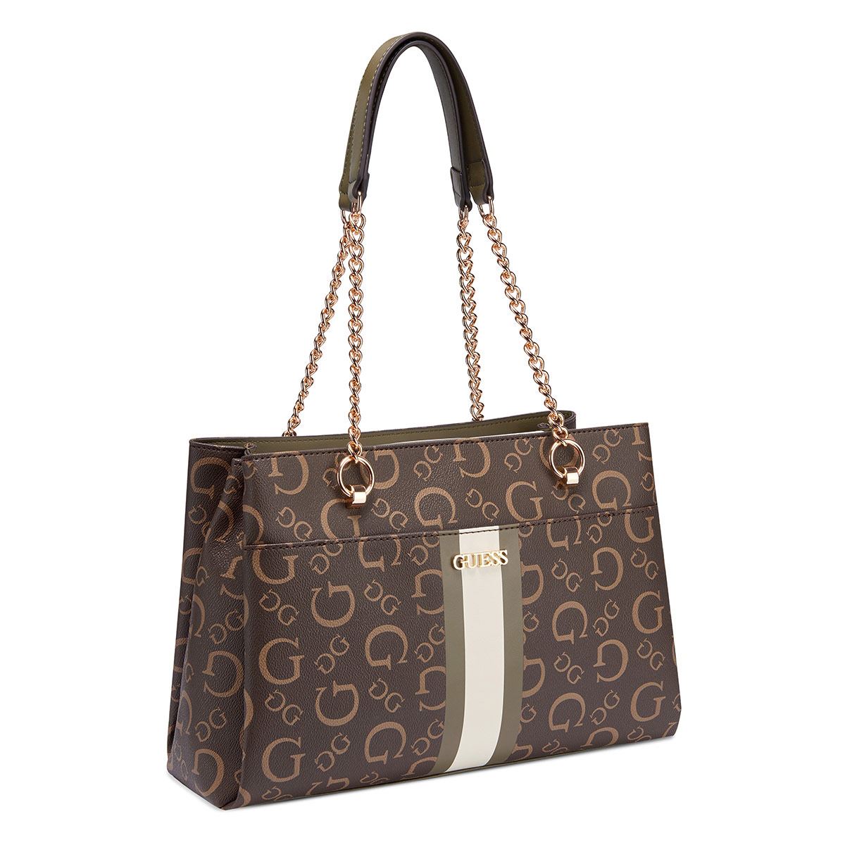 Bolsa Satchel en color Café Guess Factory
