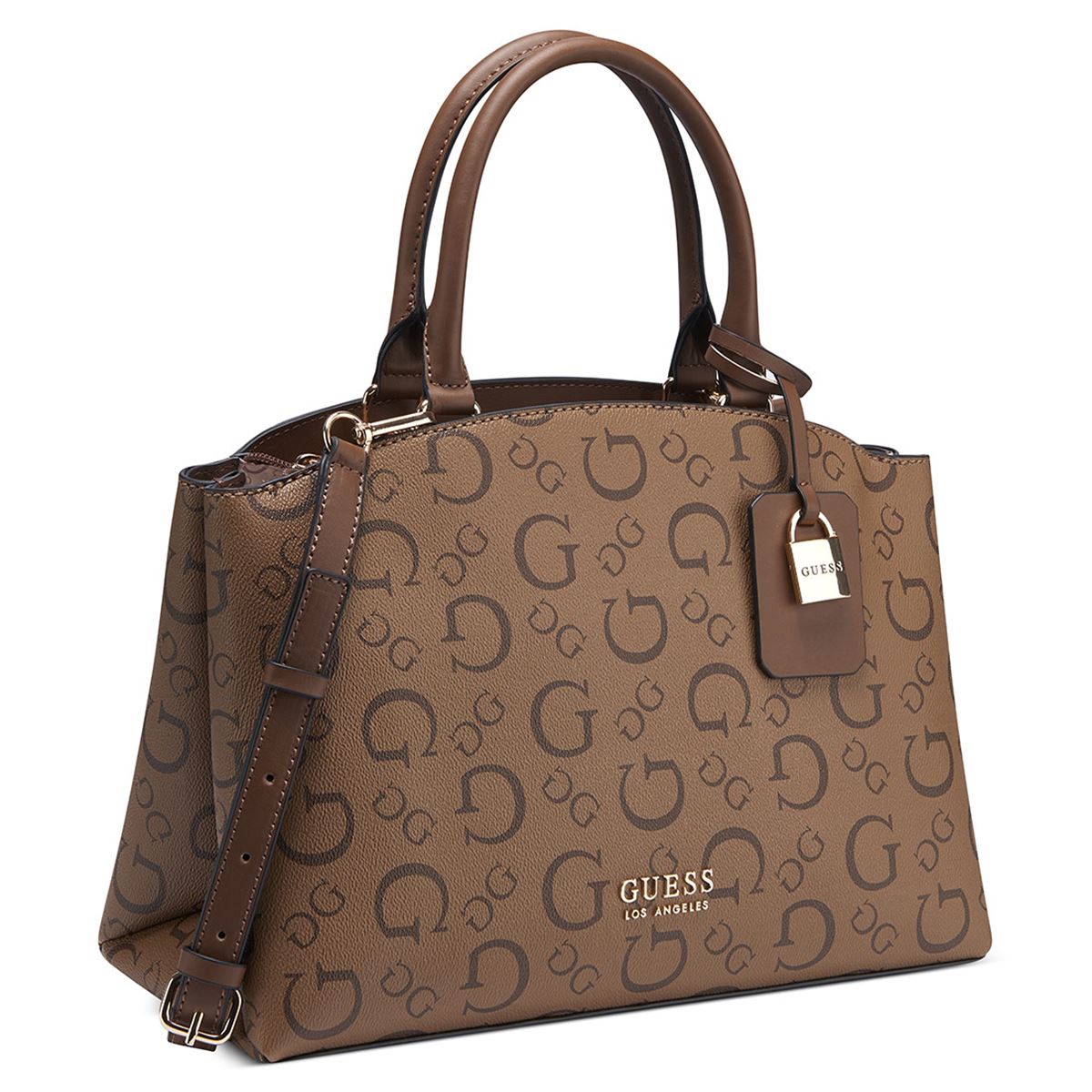 Bolsa Guess Factory Estilo Satchel En Color Café Obscuro Multi Modelo  Ag885606-Cml