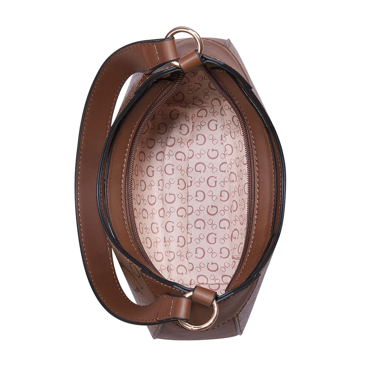 Bolsa Guess Factory Top Zip en color Café