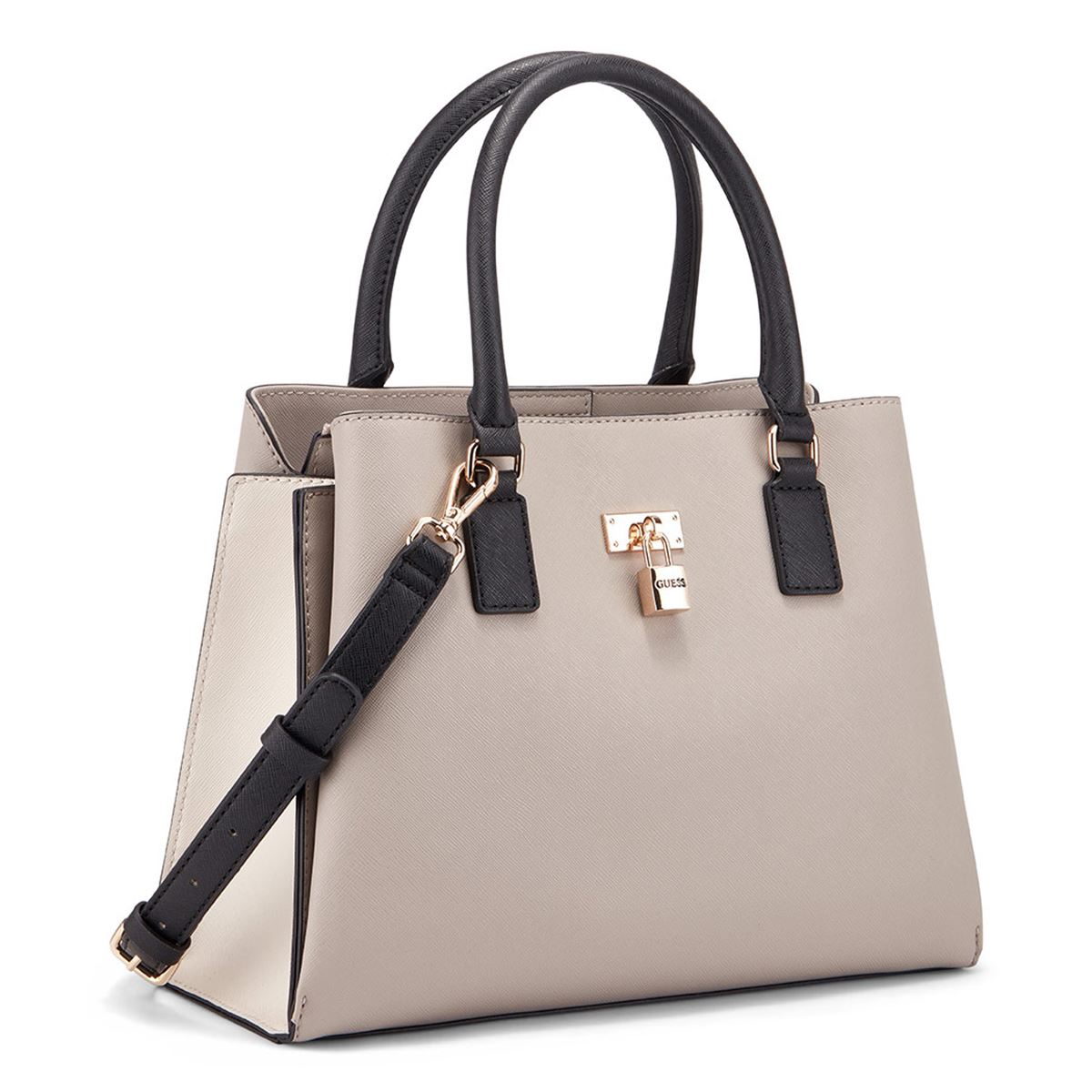 Bolsa Satchel En Color Gris Claro Guess Factory