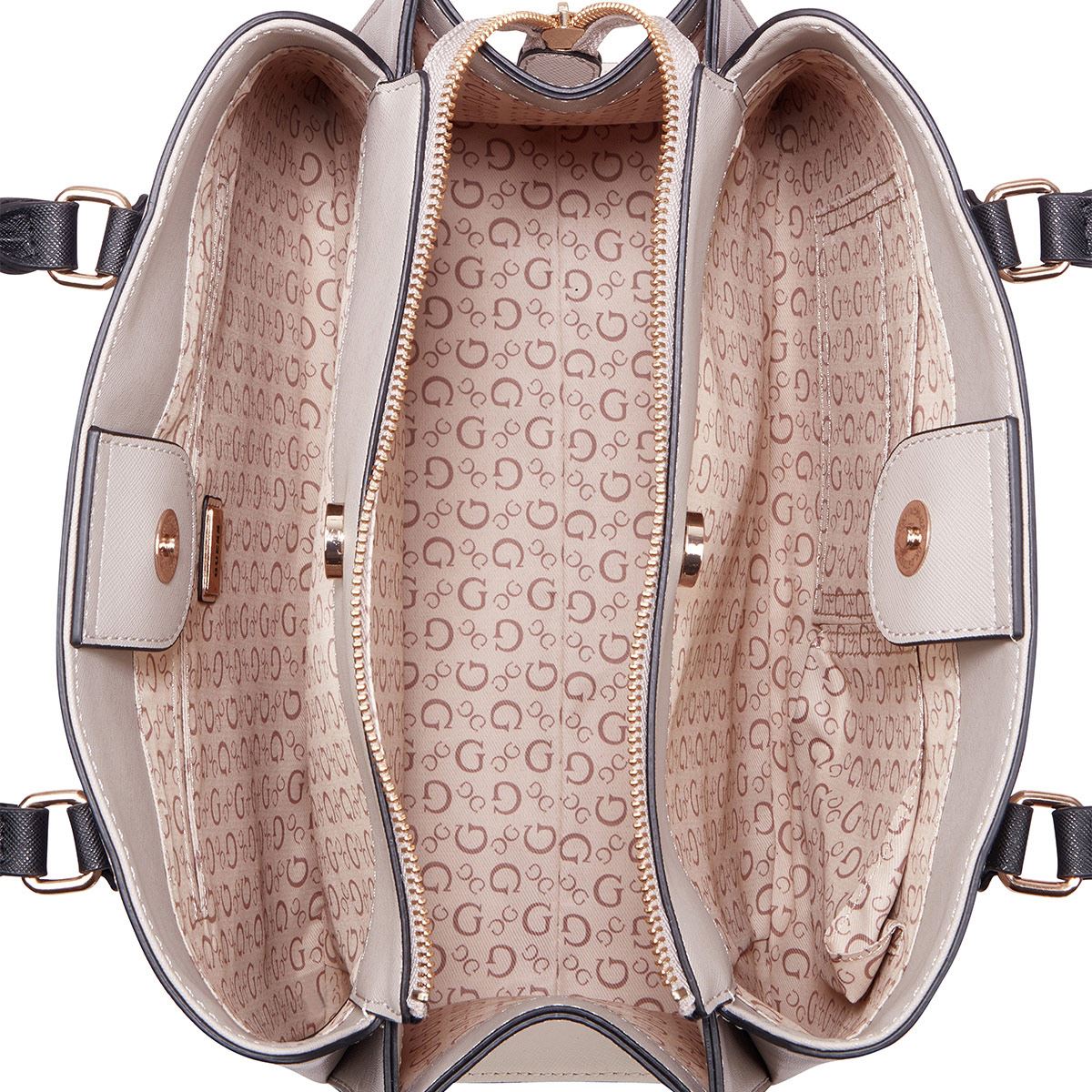 Bolsa Satchel En Color Gris Claro Guess Factory