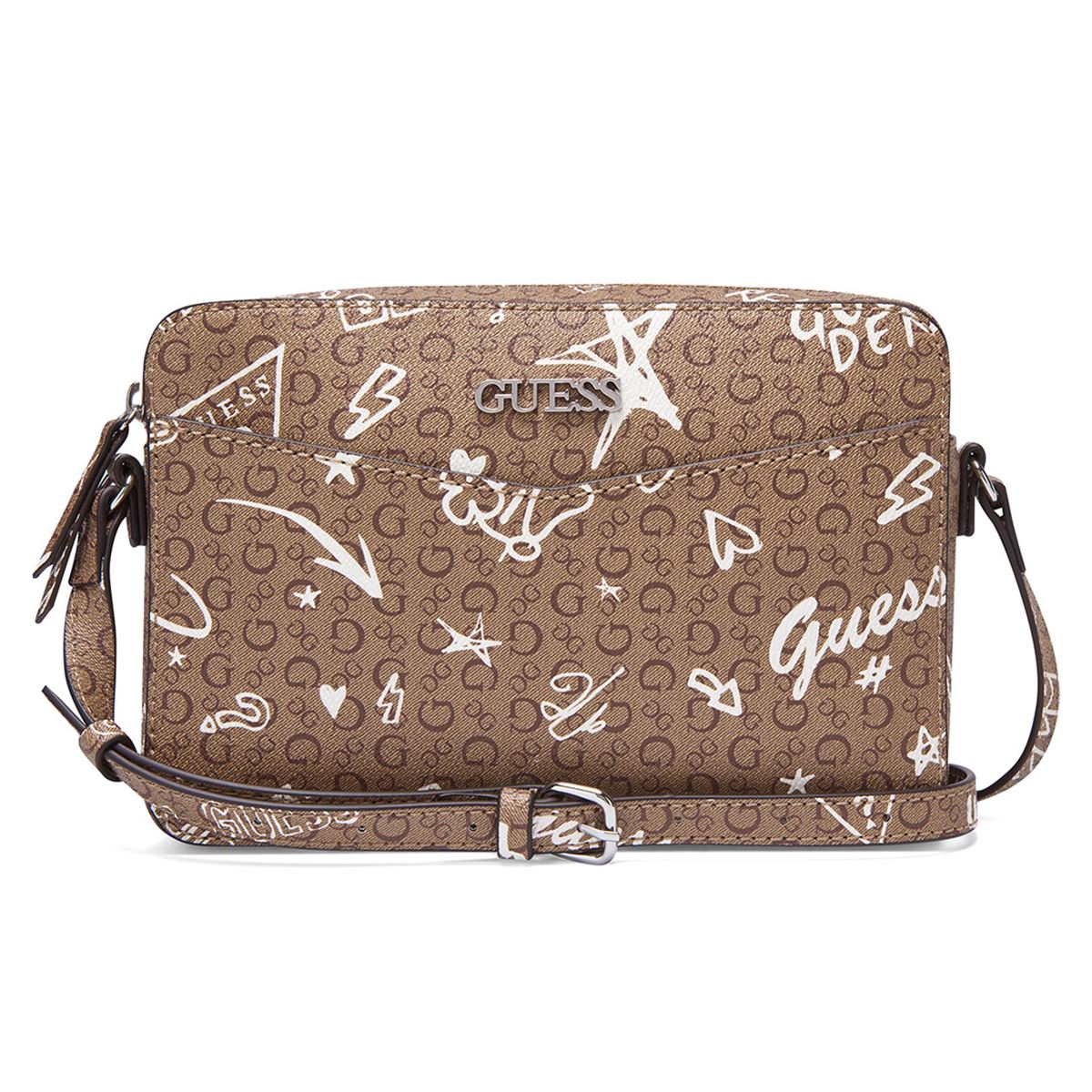 Bolsa Guess Factory Crossbody en color Café