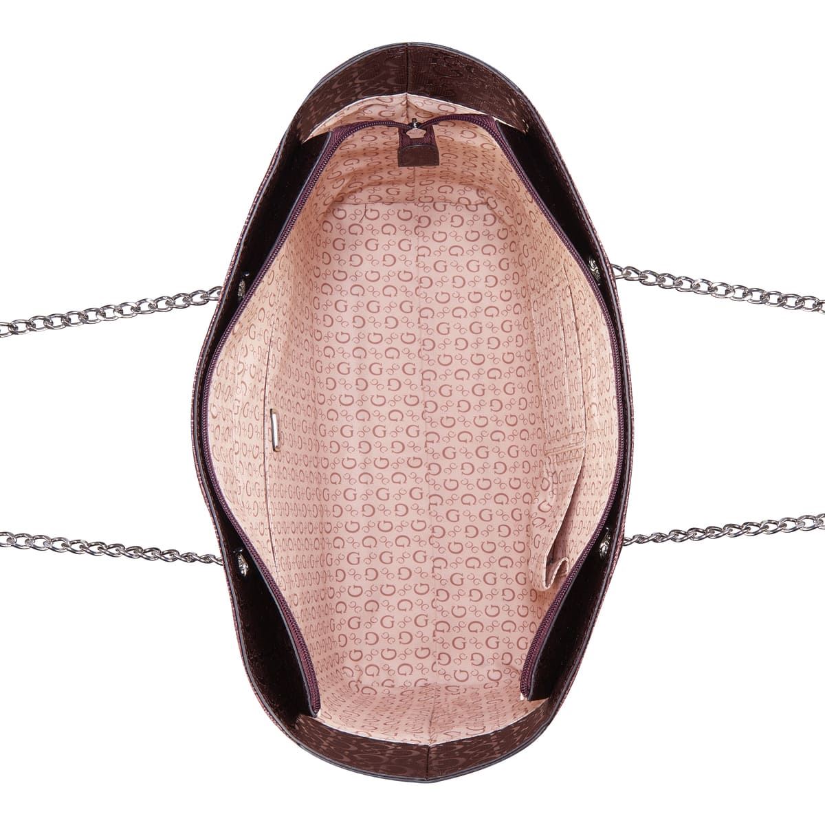 Bolsa Tote en color rojo vino Guess Factory