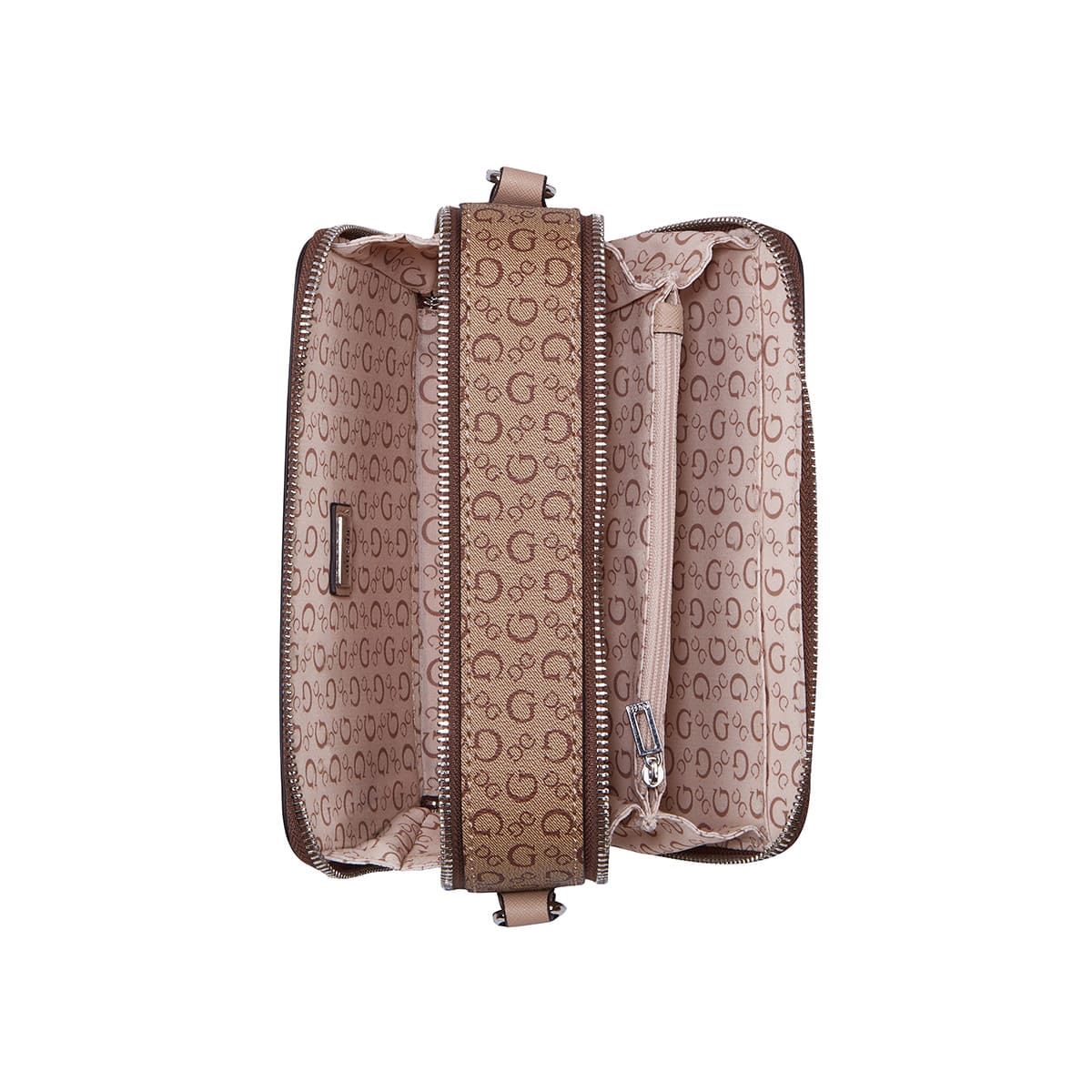 Bolsa mini crossbody en color café Guess Factory