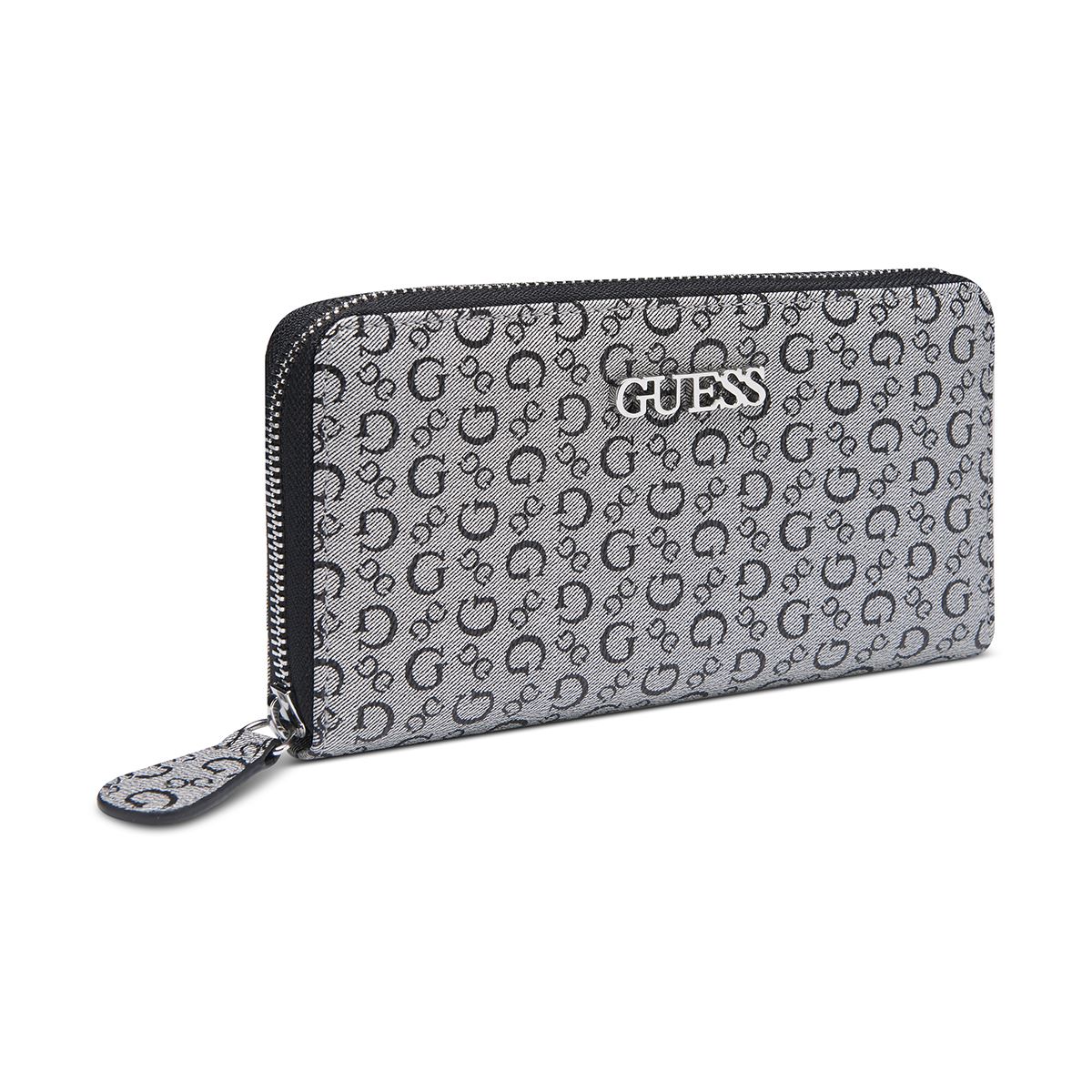 Cartera Medium Zip Aound Guess Factory Negra para Mujer
