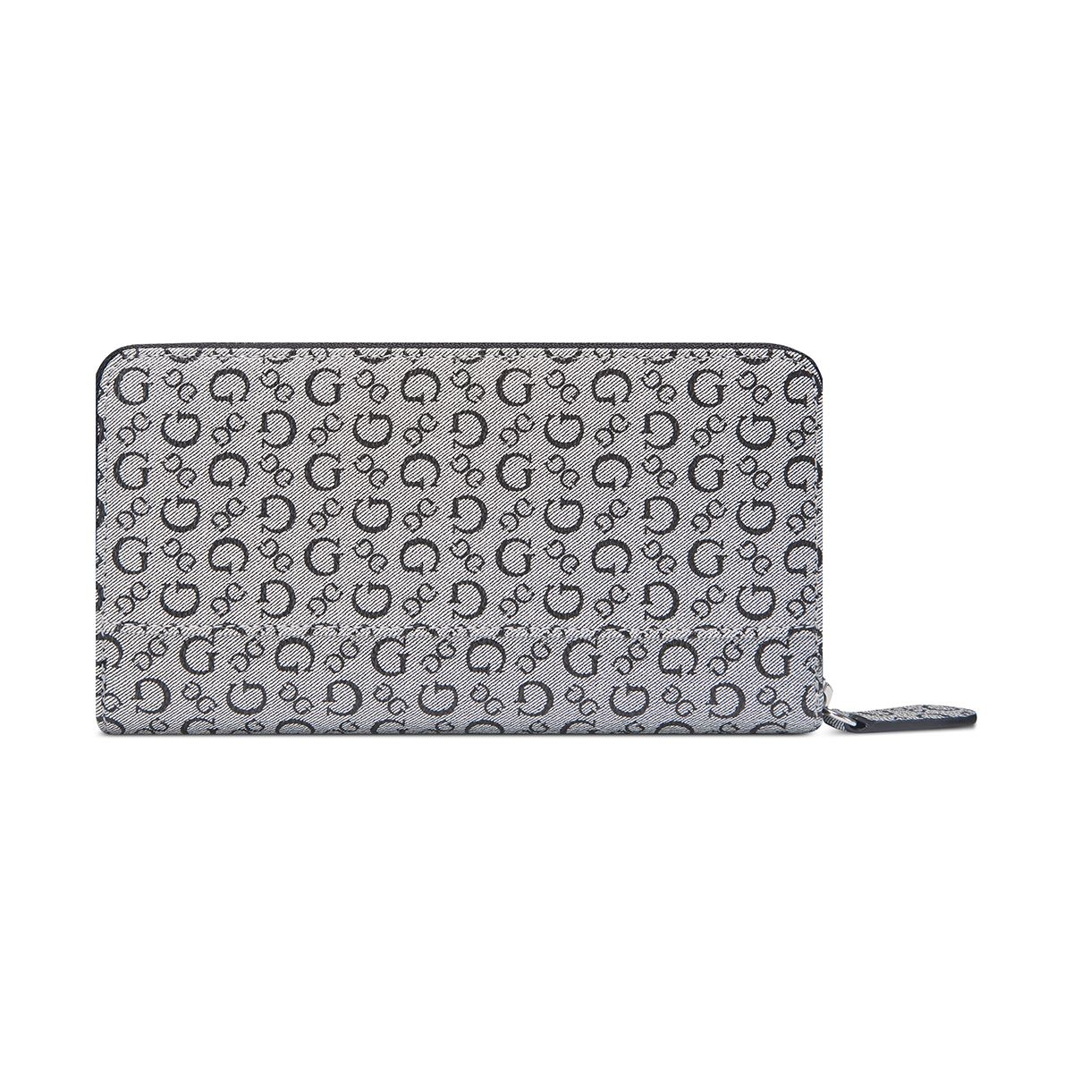 Cartera Medium Zip Aound Guess Factory Negra para Mujer