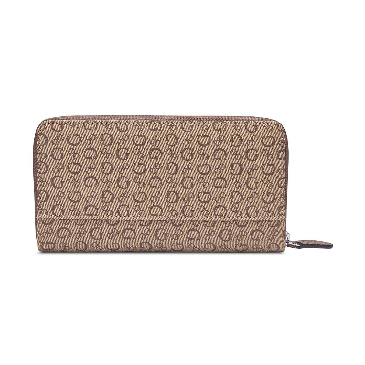 Cartera Medium Zip Aound Guess Factory Café para Mujer