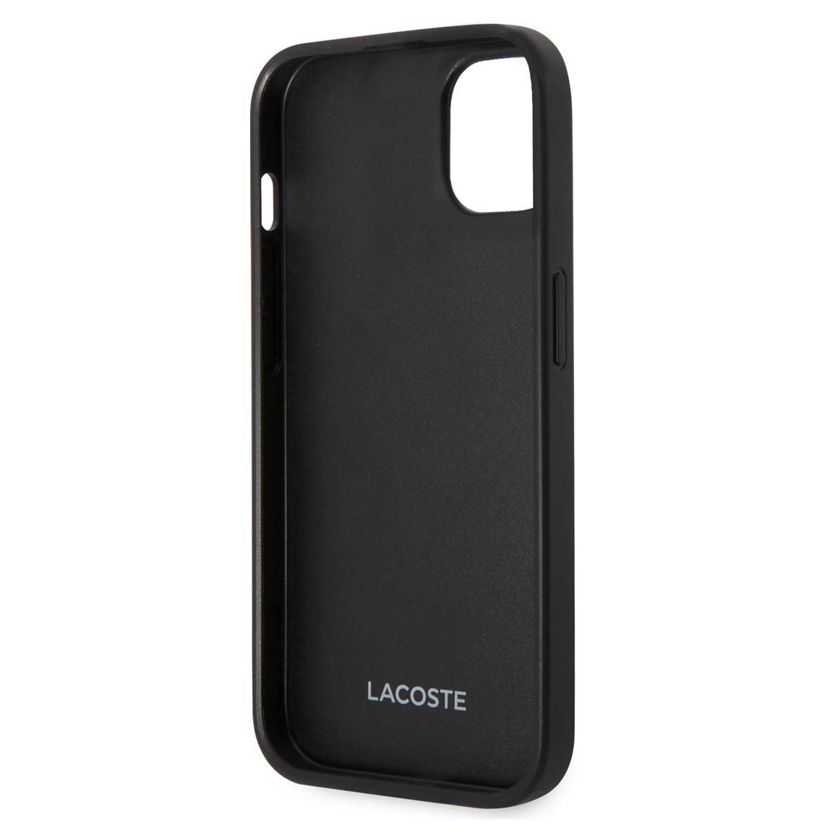 Funda Lacoste iphone 14 plus color negro tejido