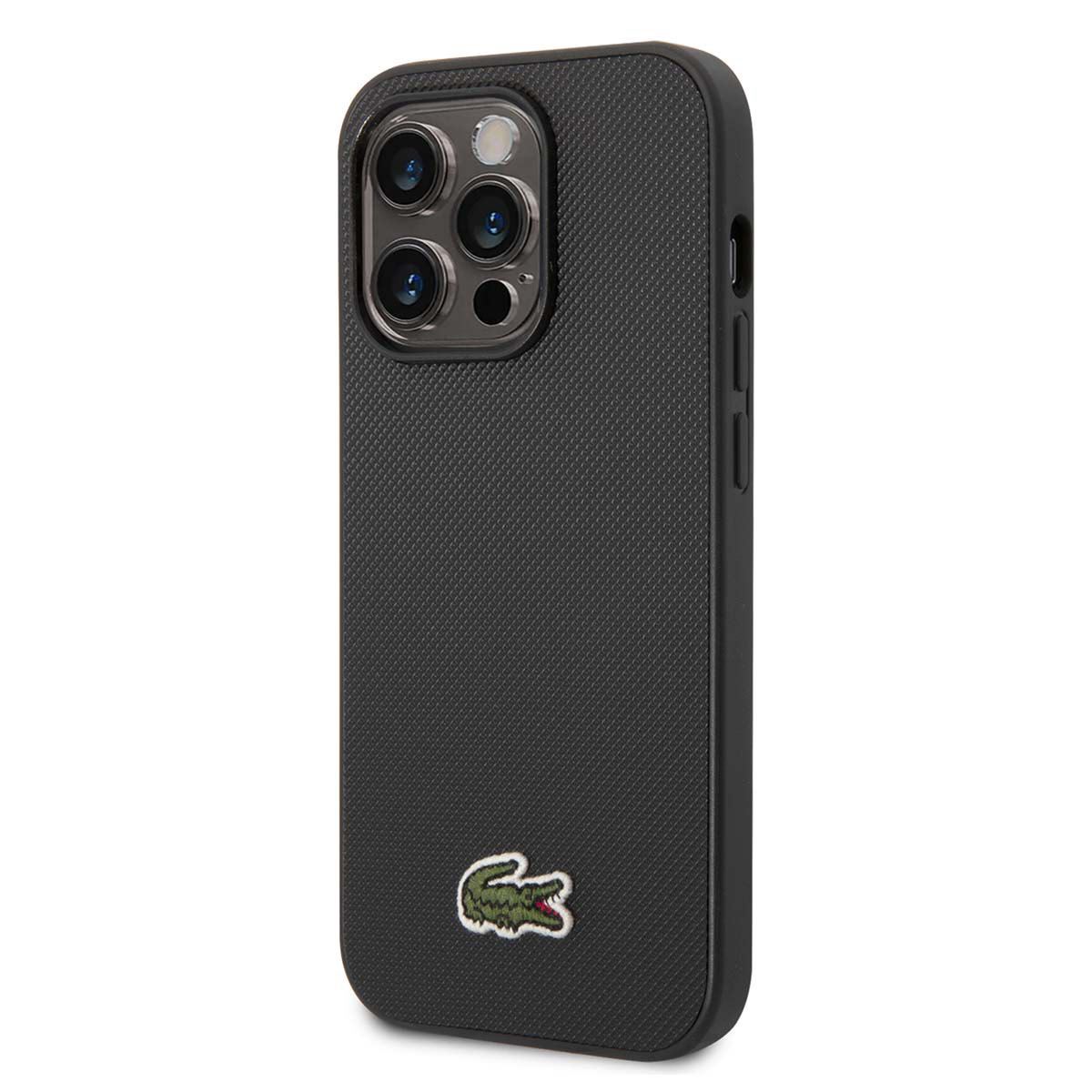 Funda Lacoste iphone 14 pro color negro tejido