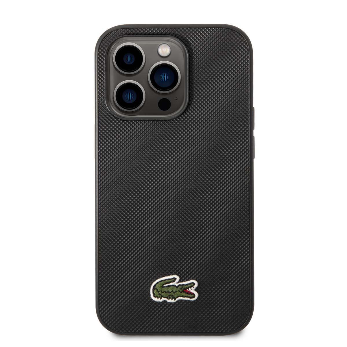 Funda Lacoste iphone 14 pro color negro tejido