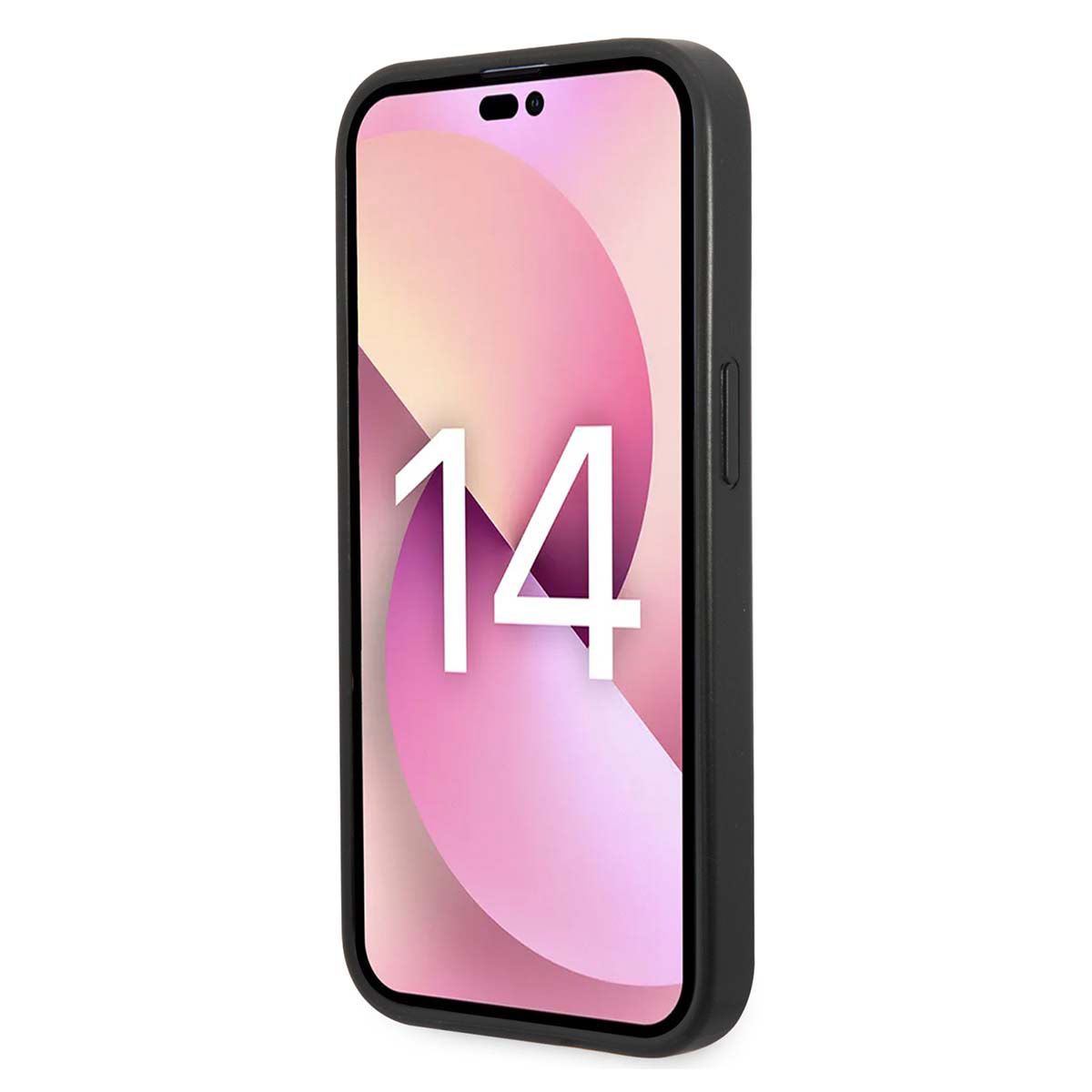 Funda Lacoste iphone 14 pro color negro tejido