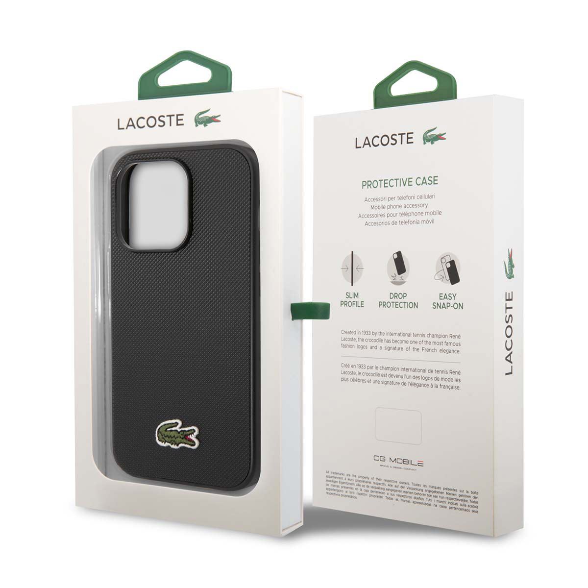 Funda Lacoste iphone 14 pro color negro tejido