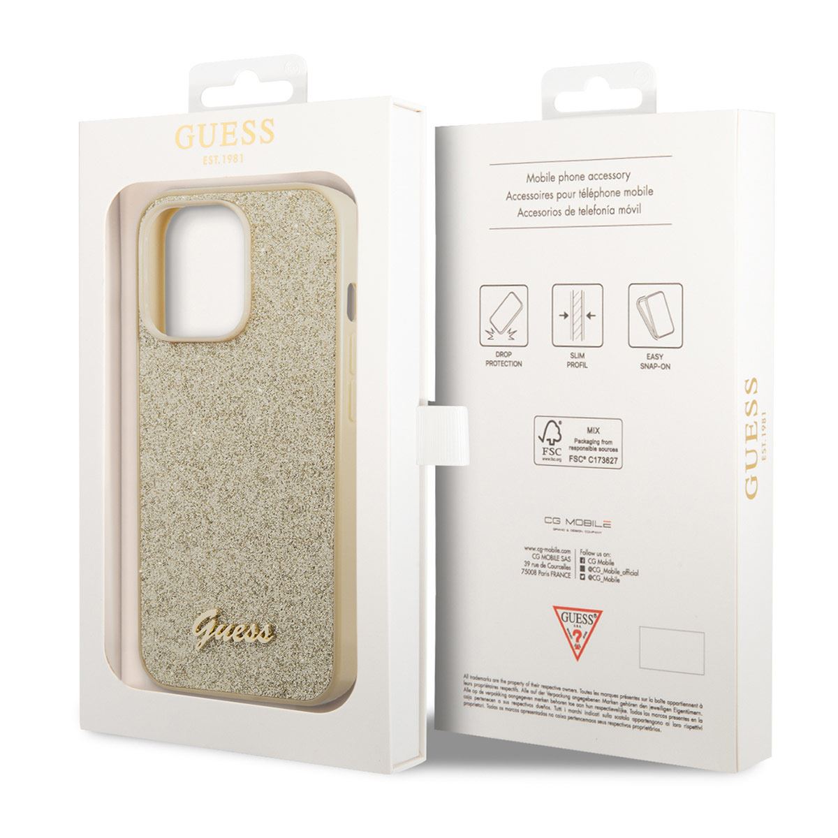 Funda Iphone 14 Pro Max Flakes dorada