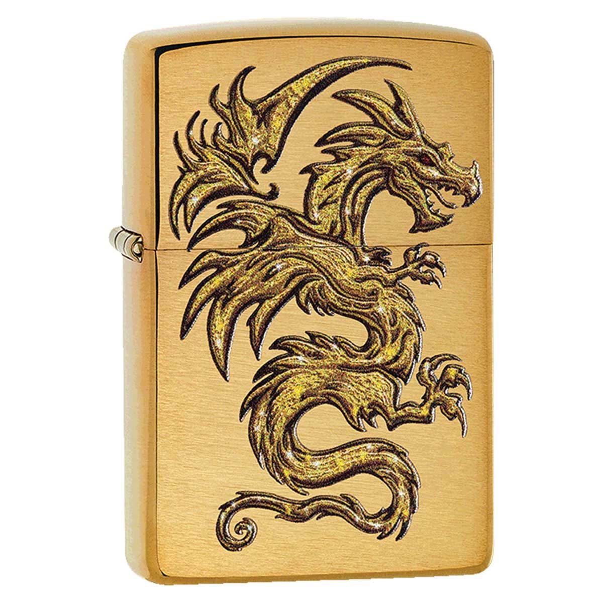 Diseño personalizado de tigre y dragón de Zippo personalizado dorado  resistente al viento encendedor grabado #49024