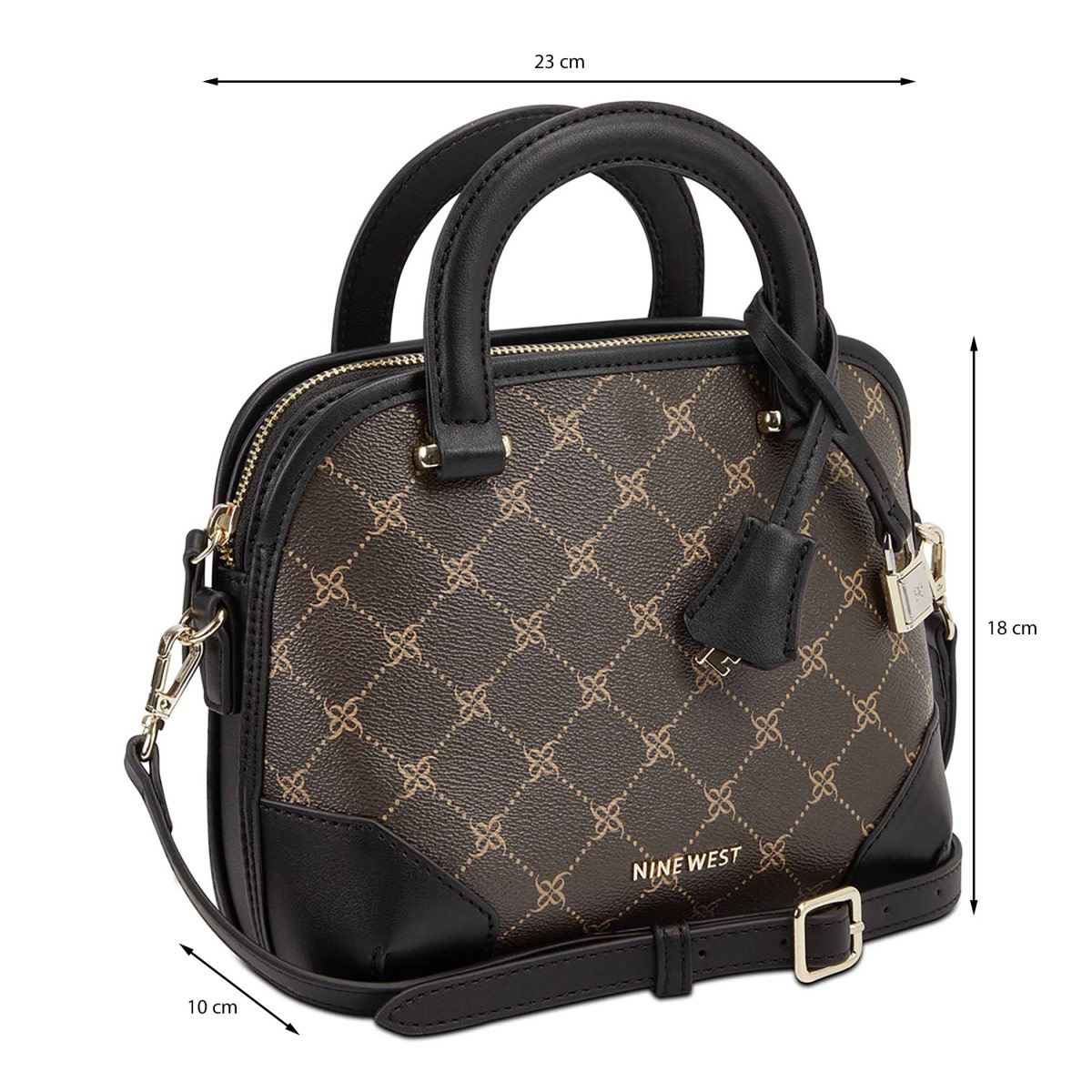 Bolsa satchel Nine West color Cafe Negro Modelo NGL108576