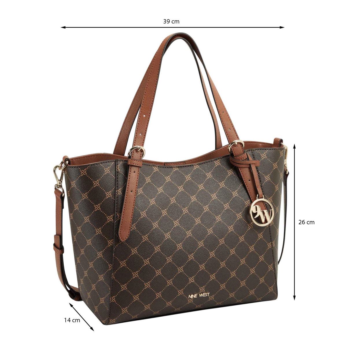 Bolsa tote Nine West color cafe/tan Modelo NLX522822