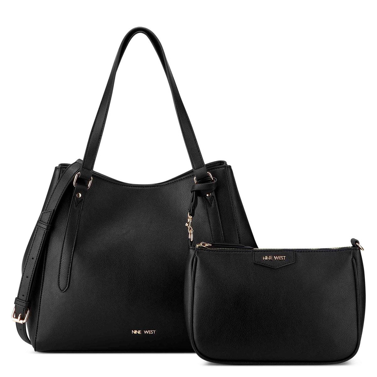  Bolso tote de piel sintética suave para mujer con compartimento  grande con cremallera, 3- Negro : Ropa, Zapatos y Joyería