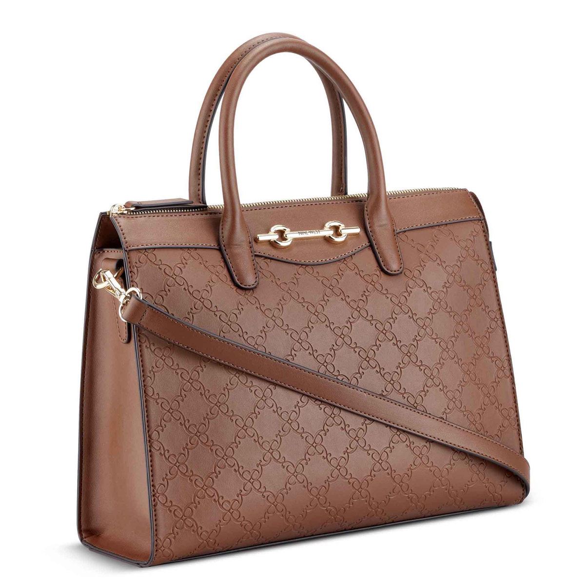 Bolsa satchel color Cafe para mujer NINE WEST